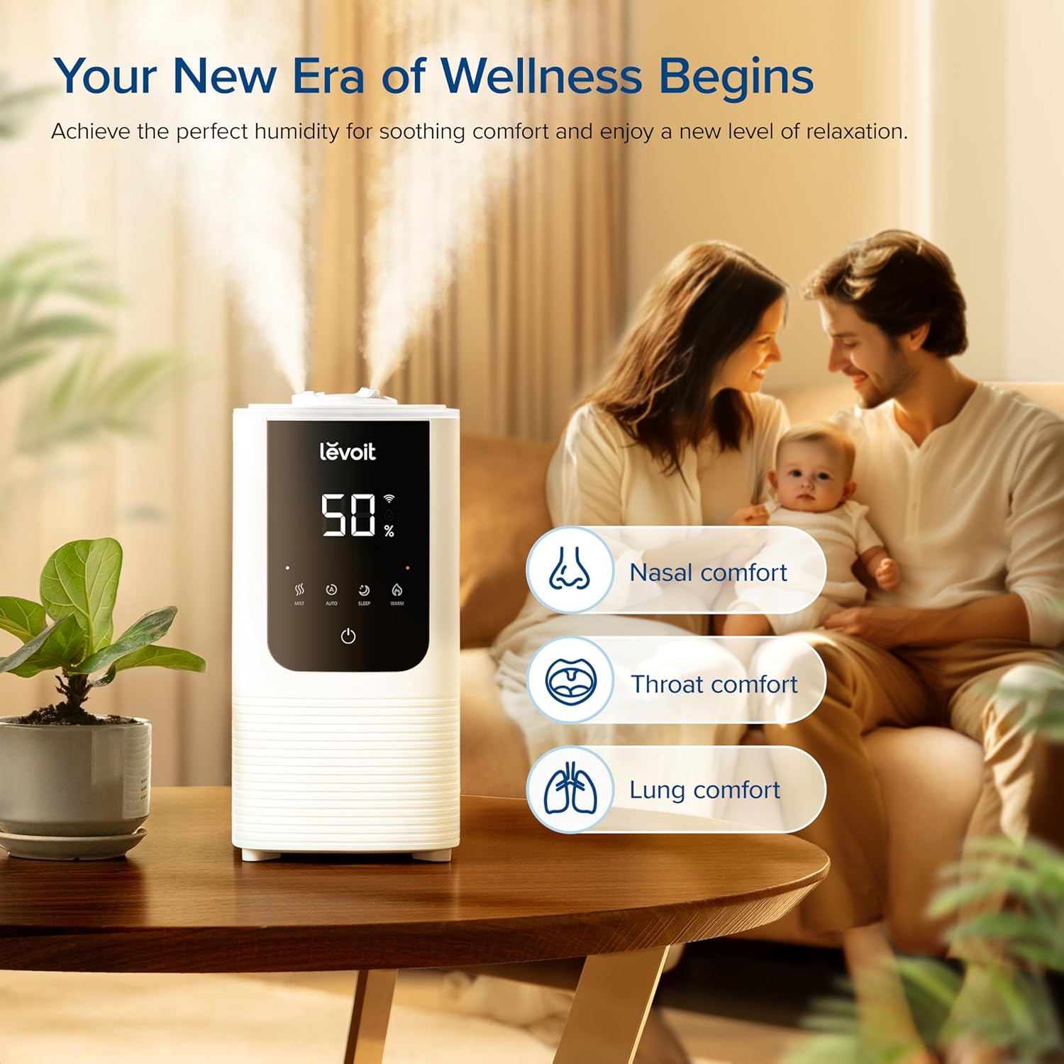 LEVOIT Humidifiers for Bedroom Home, Smart Warm an...