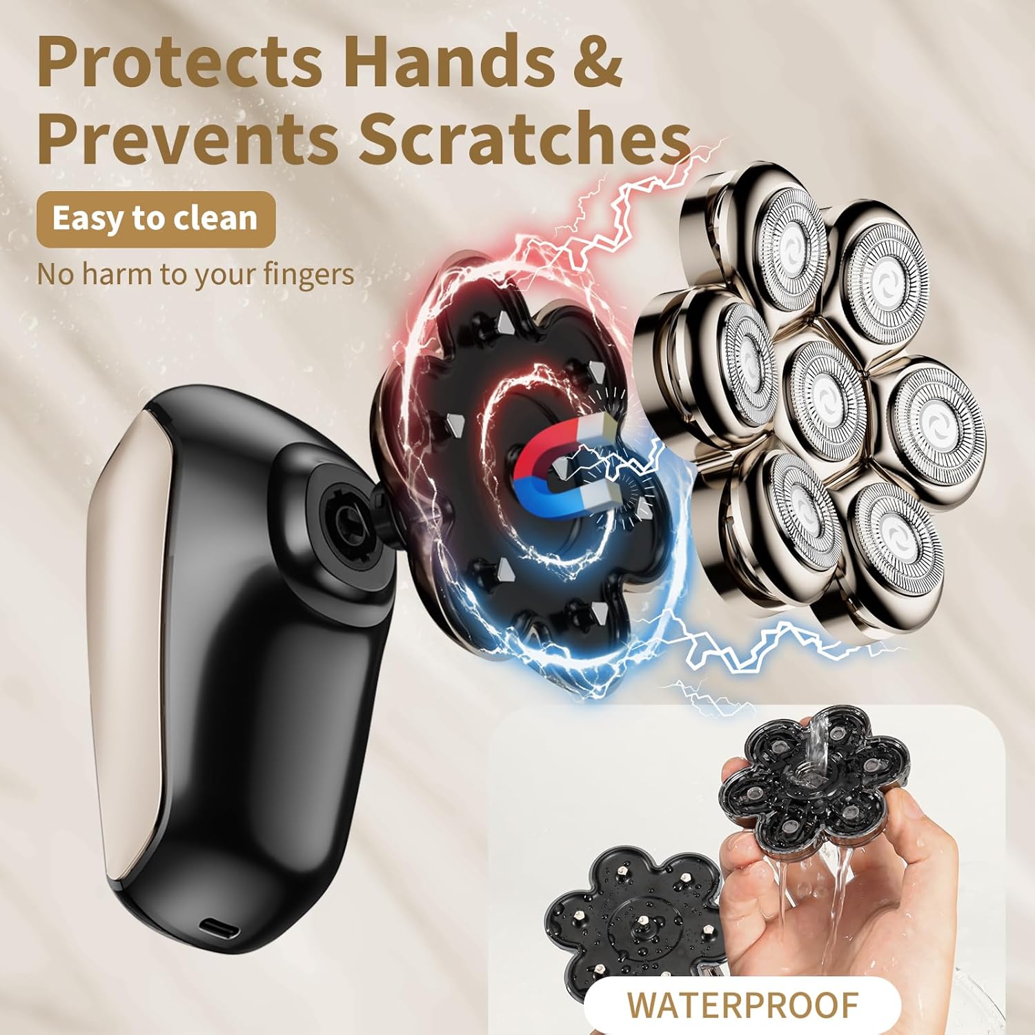 SHPAVVER Head Shavers for Bald Men: 5-in-1 Upgraded Electric Razor - IPX7 Waterp...