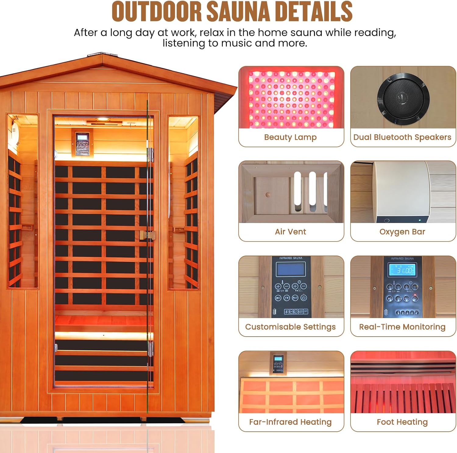 Outdoor Sauna, Special 2 Person Infrared Saunas, Innovative Dry Sauna Room Made...