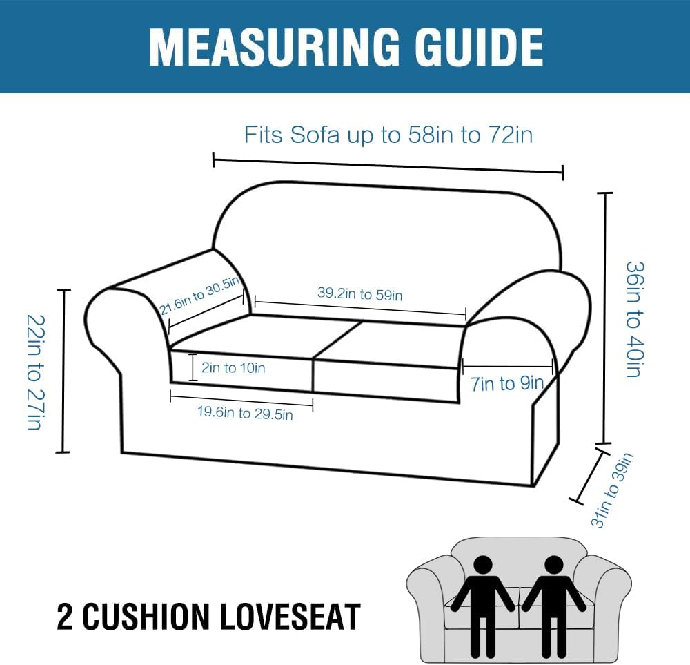 H.VERSAILTEX Real Velvet Plush 3 Piece Stretch Sofa Covers Couch Covers for 2 Cu...