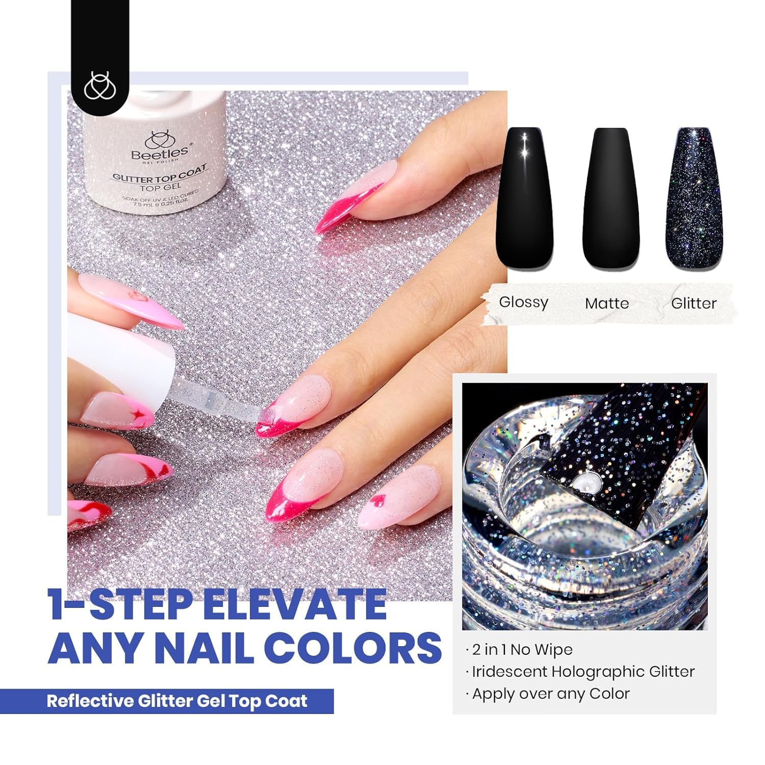 beetles 44pcs Gel Nail Polish Set - 36 Colors Colorful Muse Gel Polish Kit Pink...