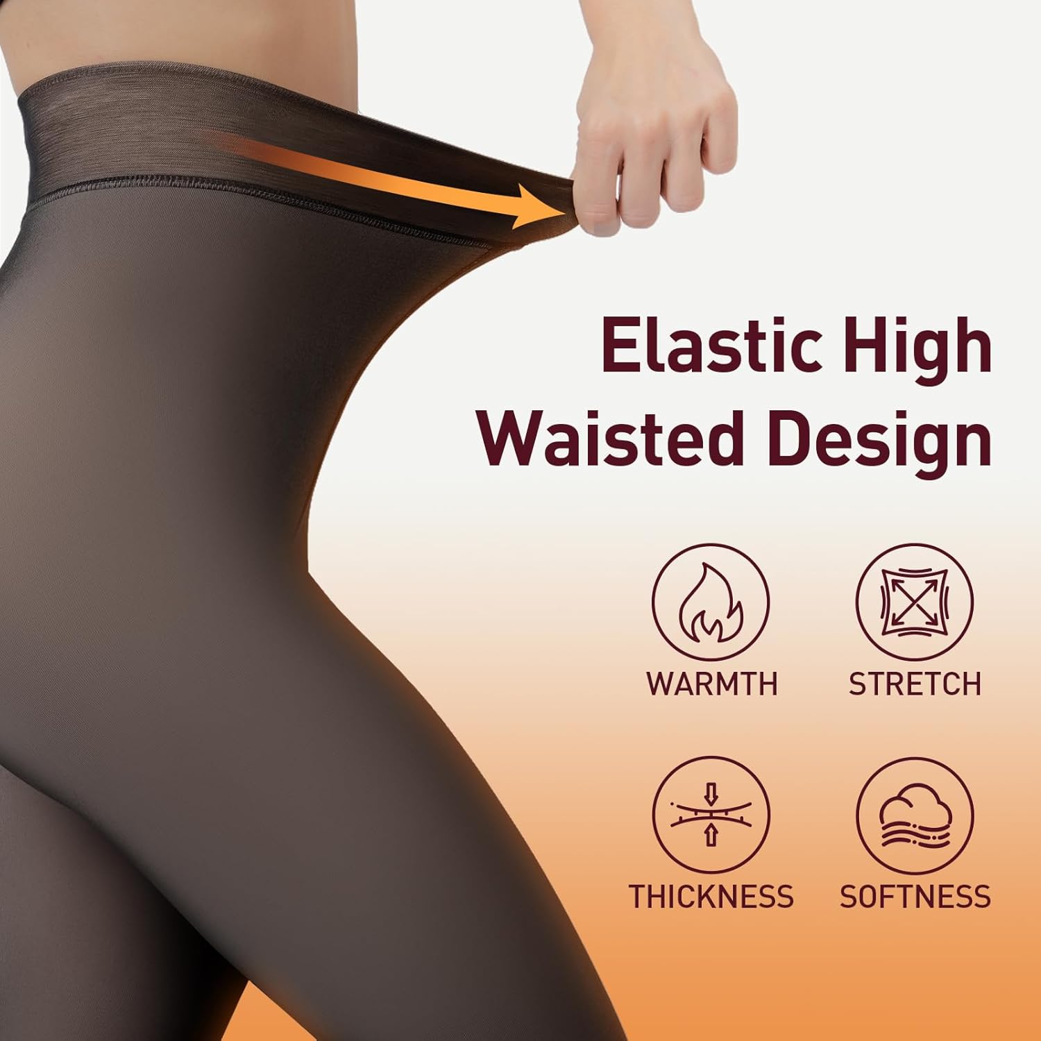 Ultimate JIZ Translucent Fleece Lined Tights for Women, Special Thermal Tights f...