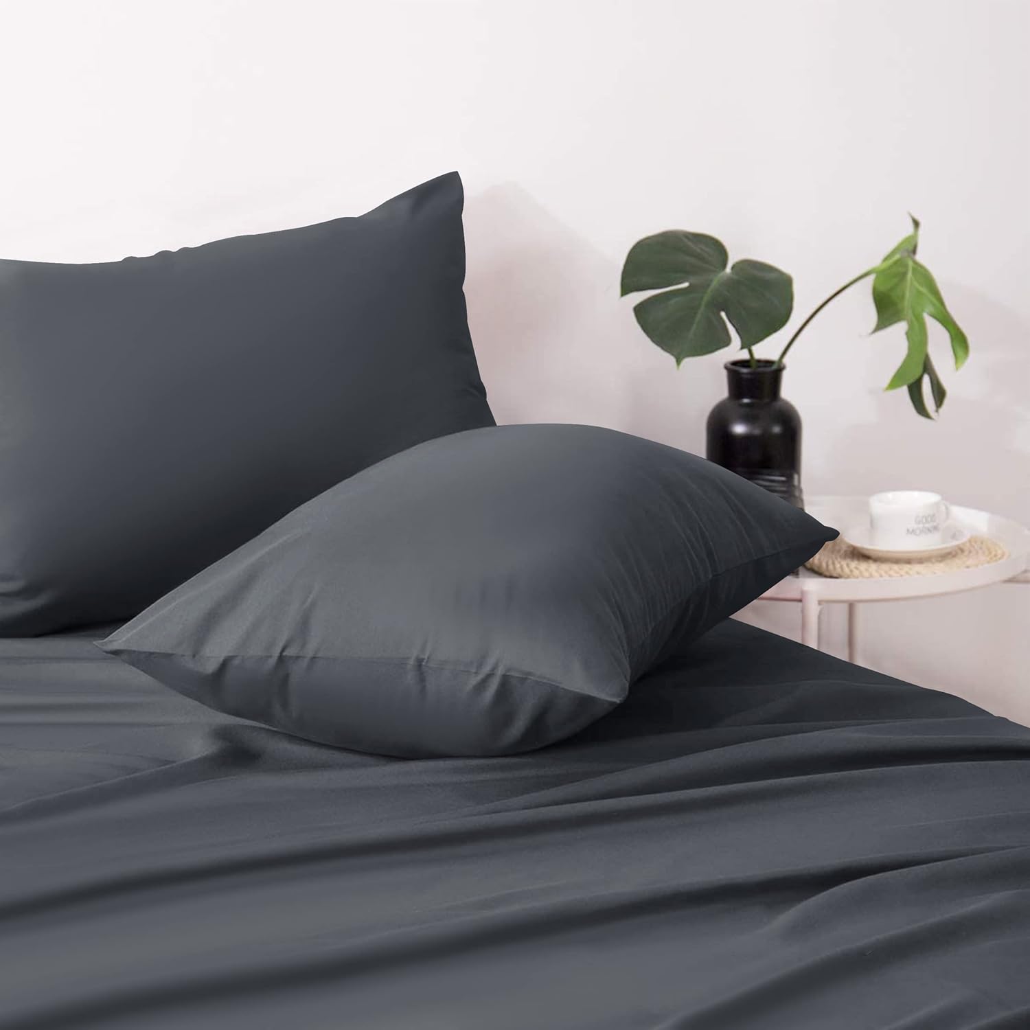 Moonlight Bedding Pillow Cases 2 Pack – Charcoal Pillowcases Envelope Closure Su...