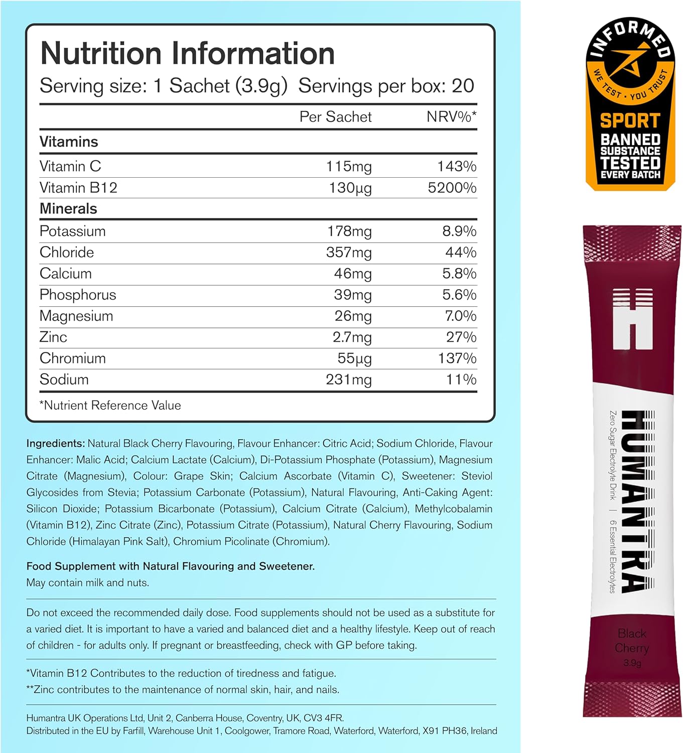 Humantra Electrolyte Packets | Zero Sugar | W/ 6 Electrolytes | Electrolytes Pow...