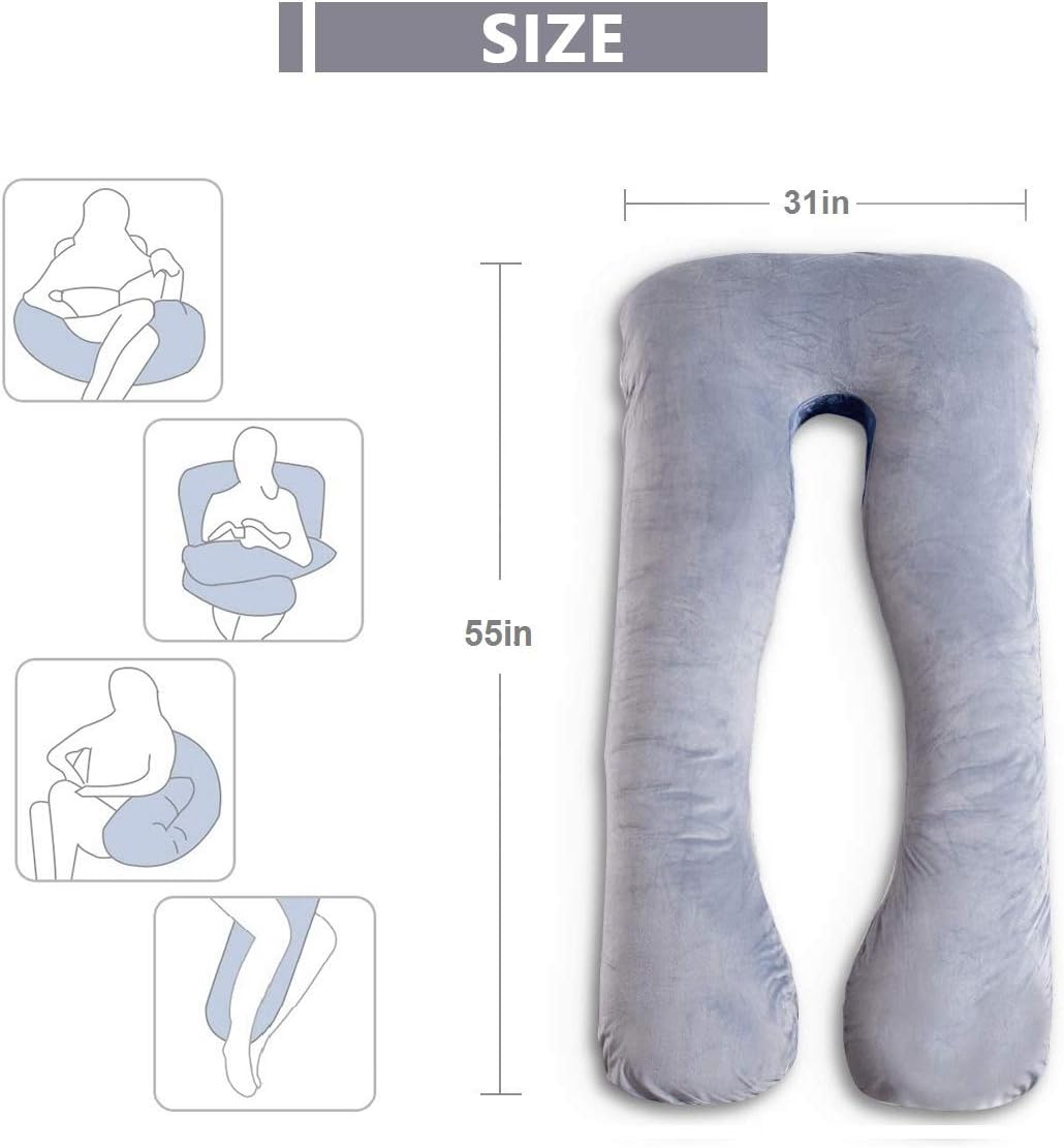 AS AWESLING Pregnancy Pillow, U Shaped Full Body Pillow, Nursing, Support and Ma...