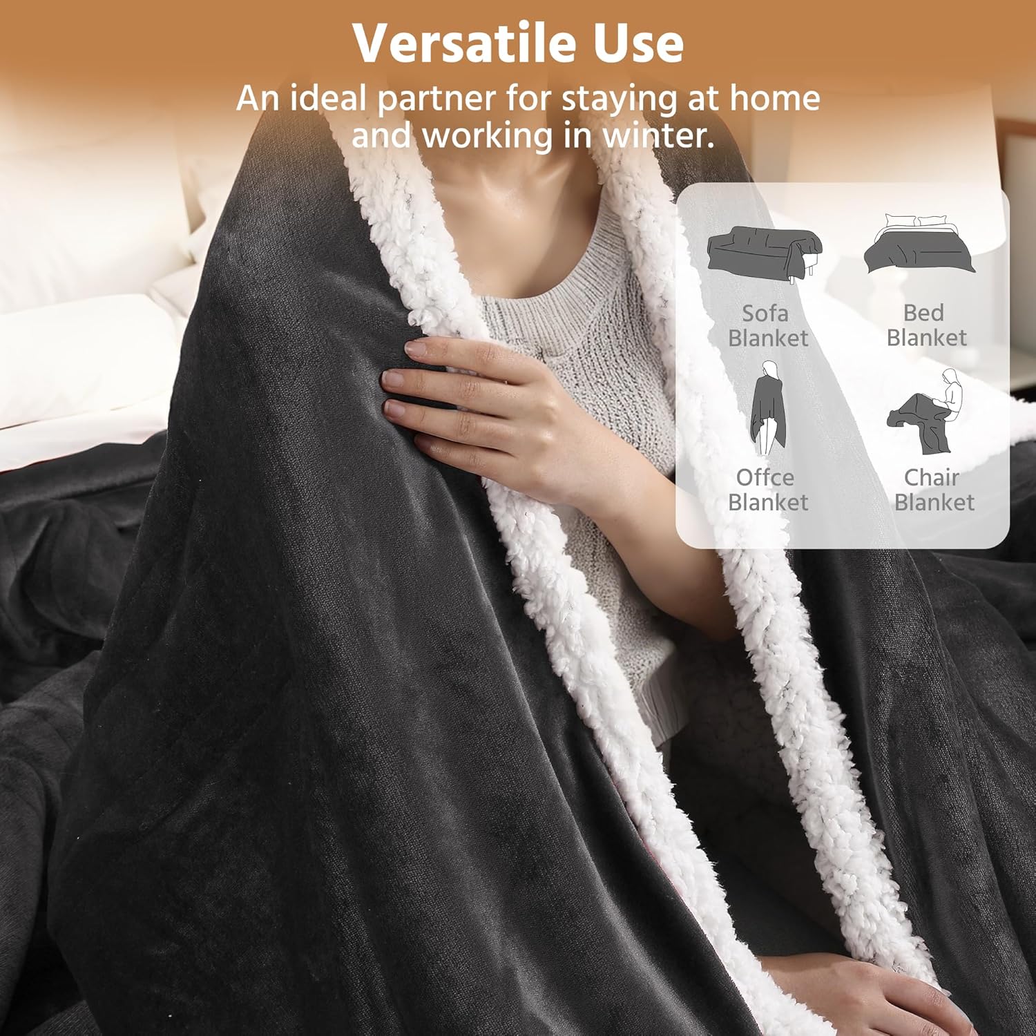 Electric Heated Blanket Full Size 72x84 Inch - Super Soft Flannel, 10 Heat Setti...