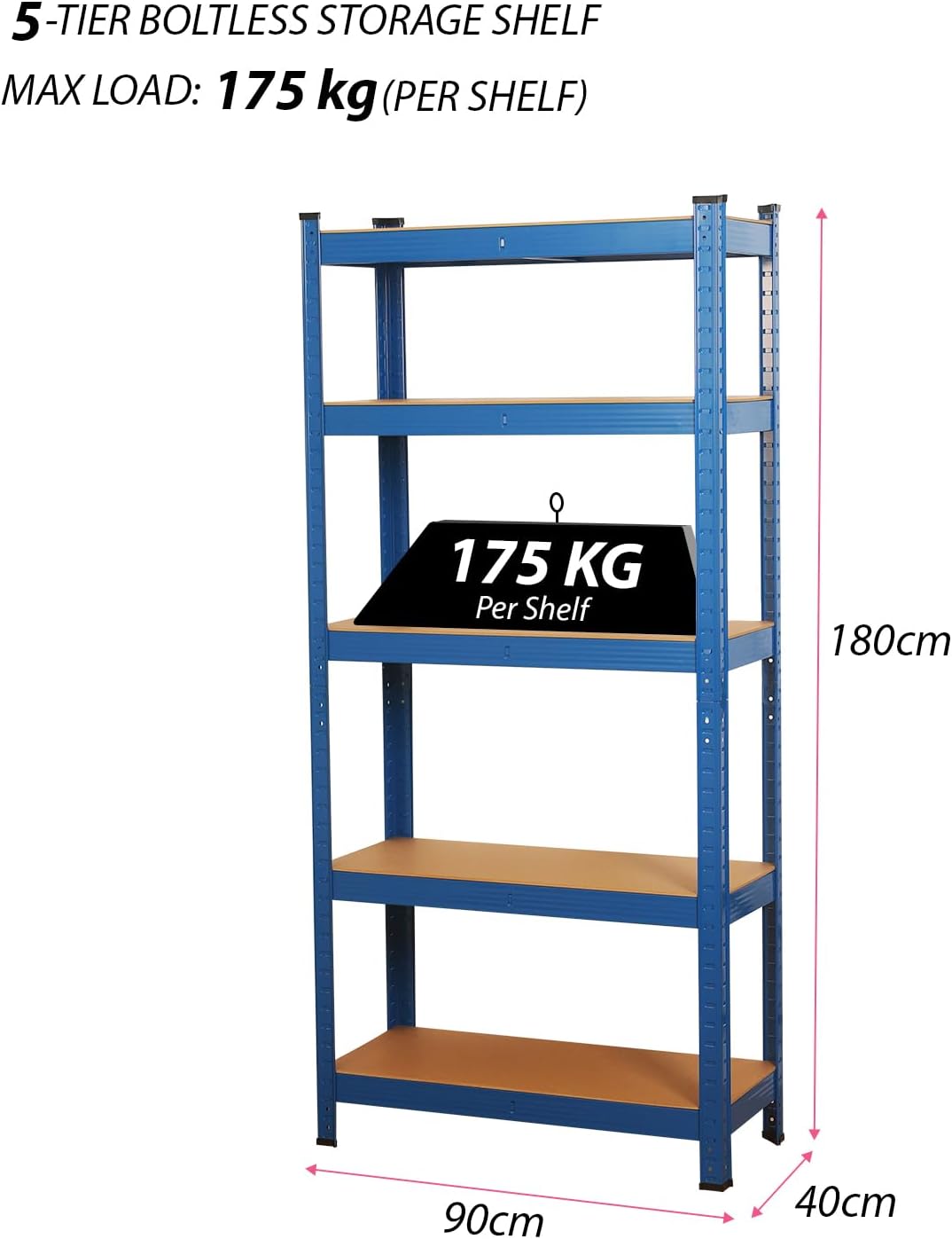 Premium Shine Planet 5 Tier Garage Shelves, Durable Metal Storage Shelves, Heavy...