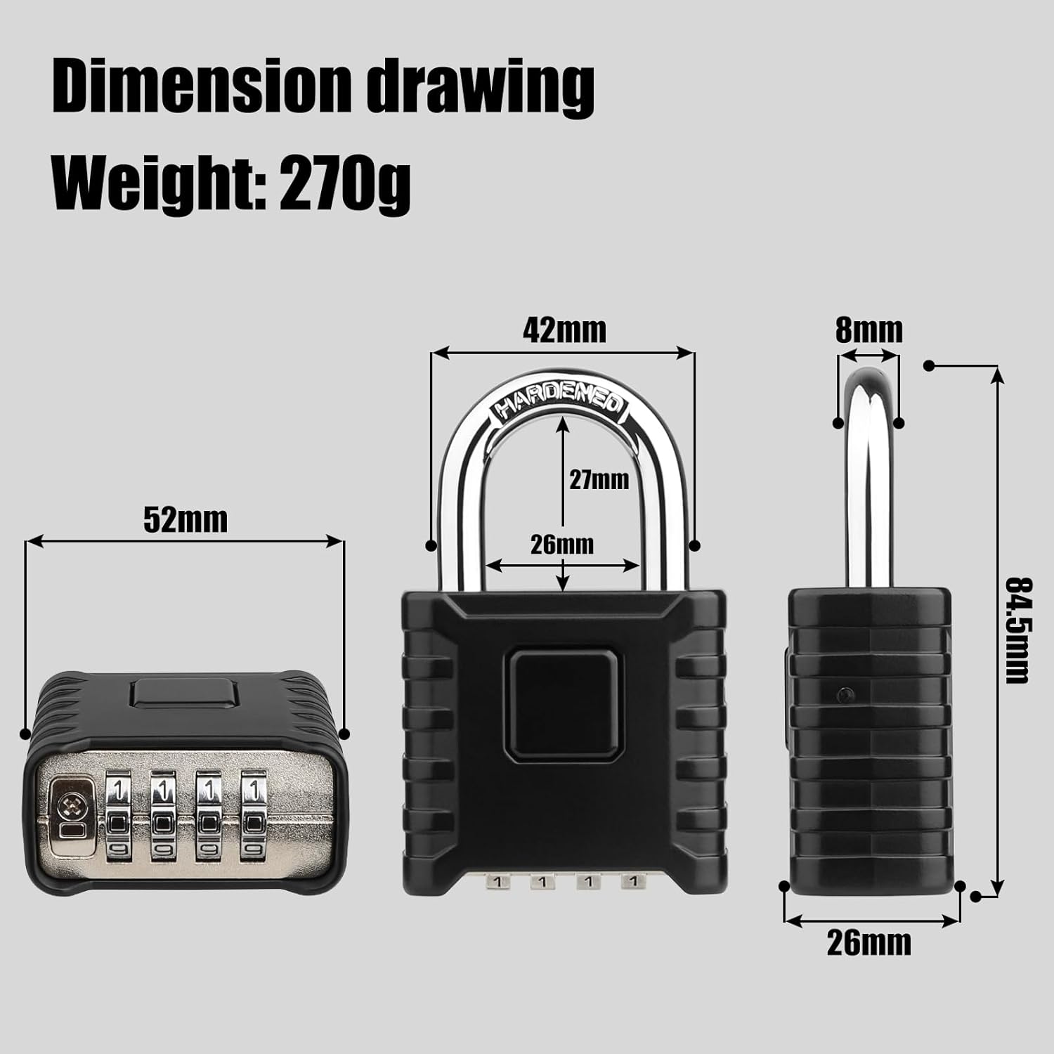 Diyife Heavy Duty Combination Padlocks Outdoor, [Weatherproof] 52mm Large 4 Digi...