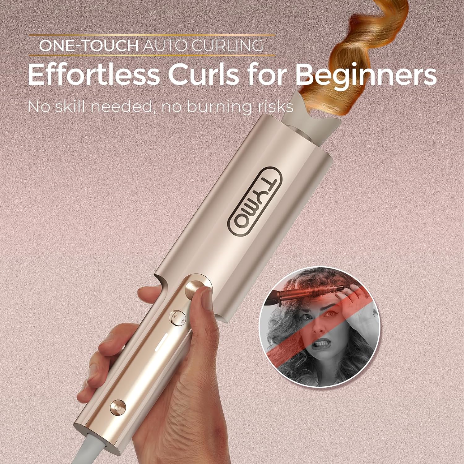TYMO CurlPro Plus Hair Curler Automatic Rotating - Long Barrel Curling Wand for...