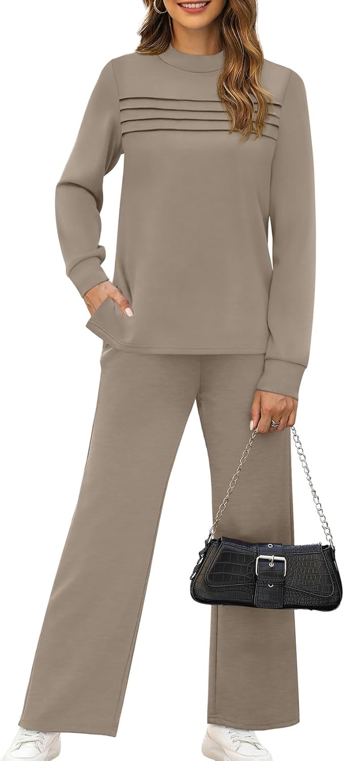 WIHOLL Two Piece Sets for Women Fall Travel Vacation Outfits 2026 Long Sleeve Lo...