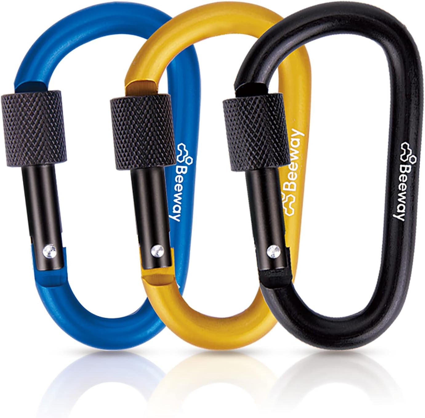 BEEWAY Locking Carabiner, Premium Aluminum Alloy D-Ring Carabiners Key Chain Cli...