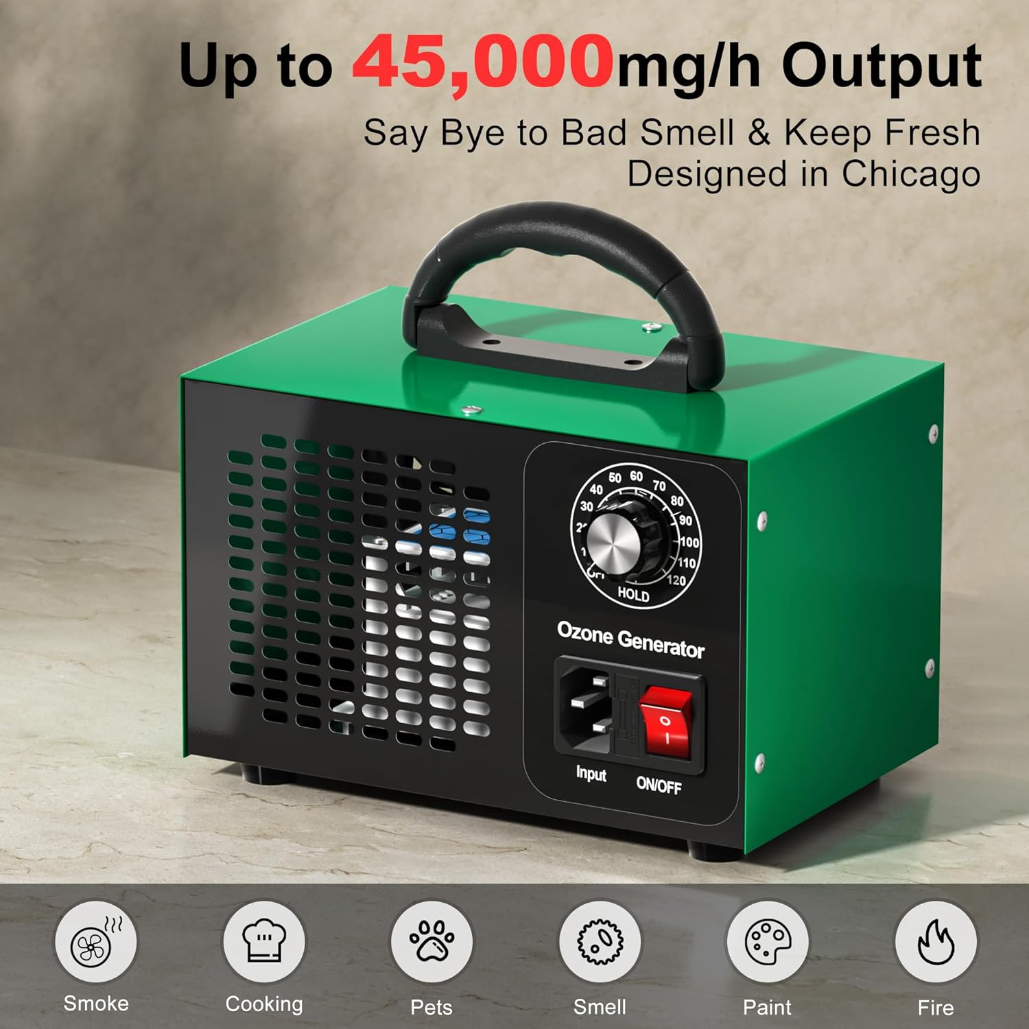 Ozone Generator 45,000mg/h, Industrial O3 Deodorizer for Areas of 2500 Square Fe...