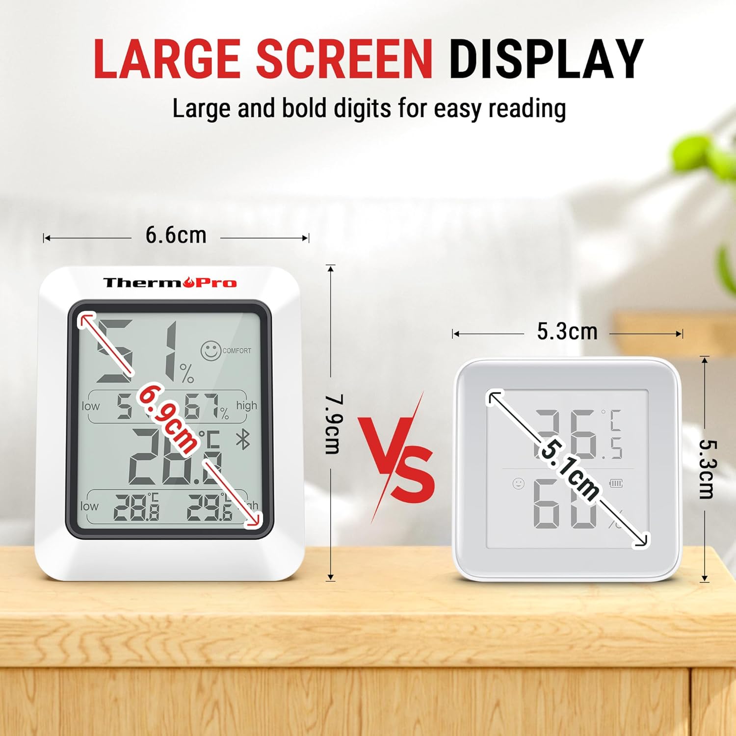 ThermoPro TP350 Bluetooth Room Thermometer, Indoor Hygrometer with Alerts, Humid...