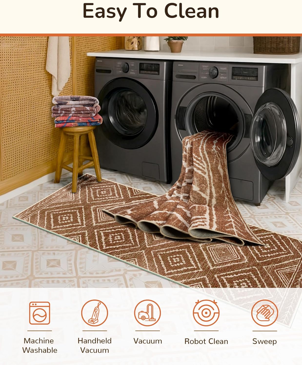 BESTSWEETIE Rectangular Area Rug, Special Machine Washable Non-Slip Rug for Livi...