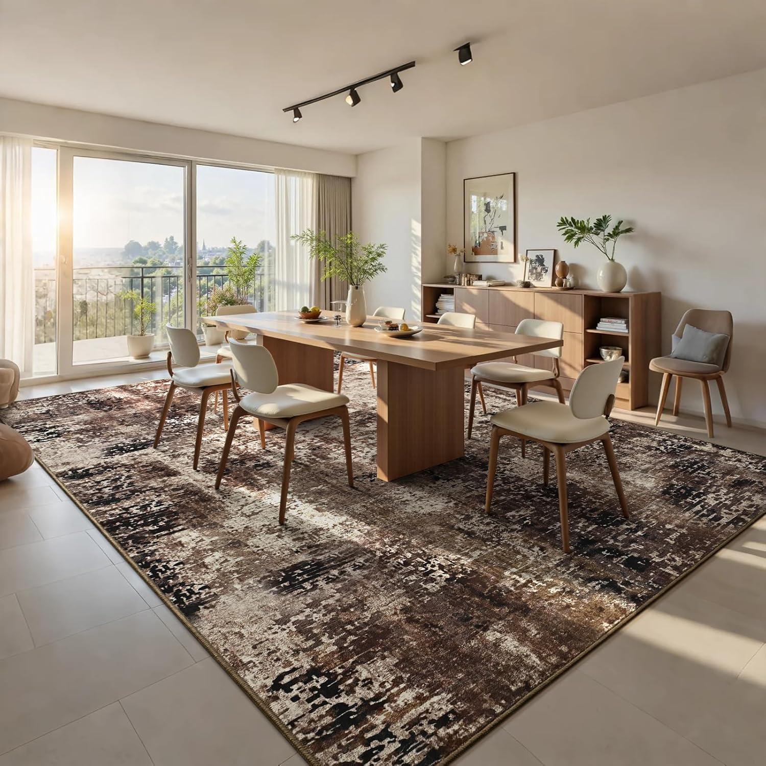 Premium Ompaa Living Room Rug, Elegant Area Rugs for Home Decor, Stylish Brown A...