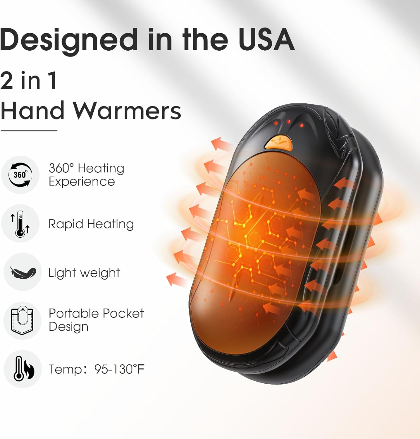 AI Hand Warmers Rechargeable 2 Pack, AI Smart Chips Electric Hand Warmers, 20Hrs...