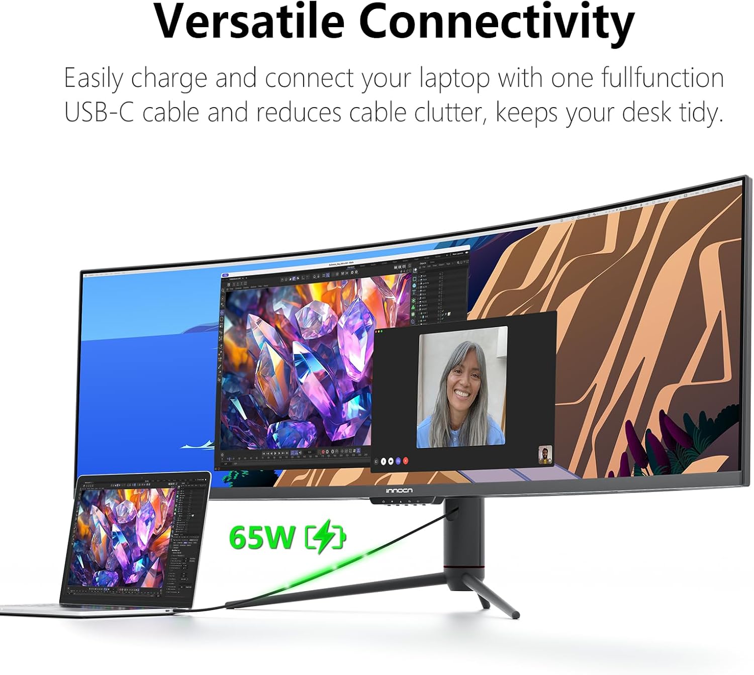 INNOCN 49" 240Hz Curved Monitor Ultrawide Gaming QHD 5120 x 1440P Computer Monit...