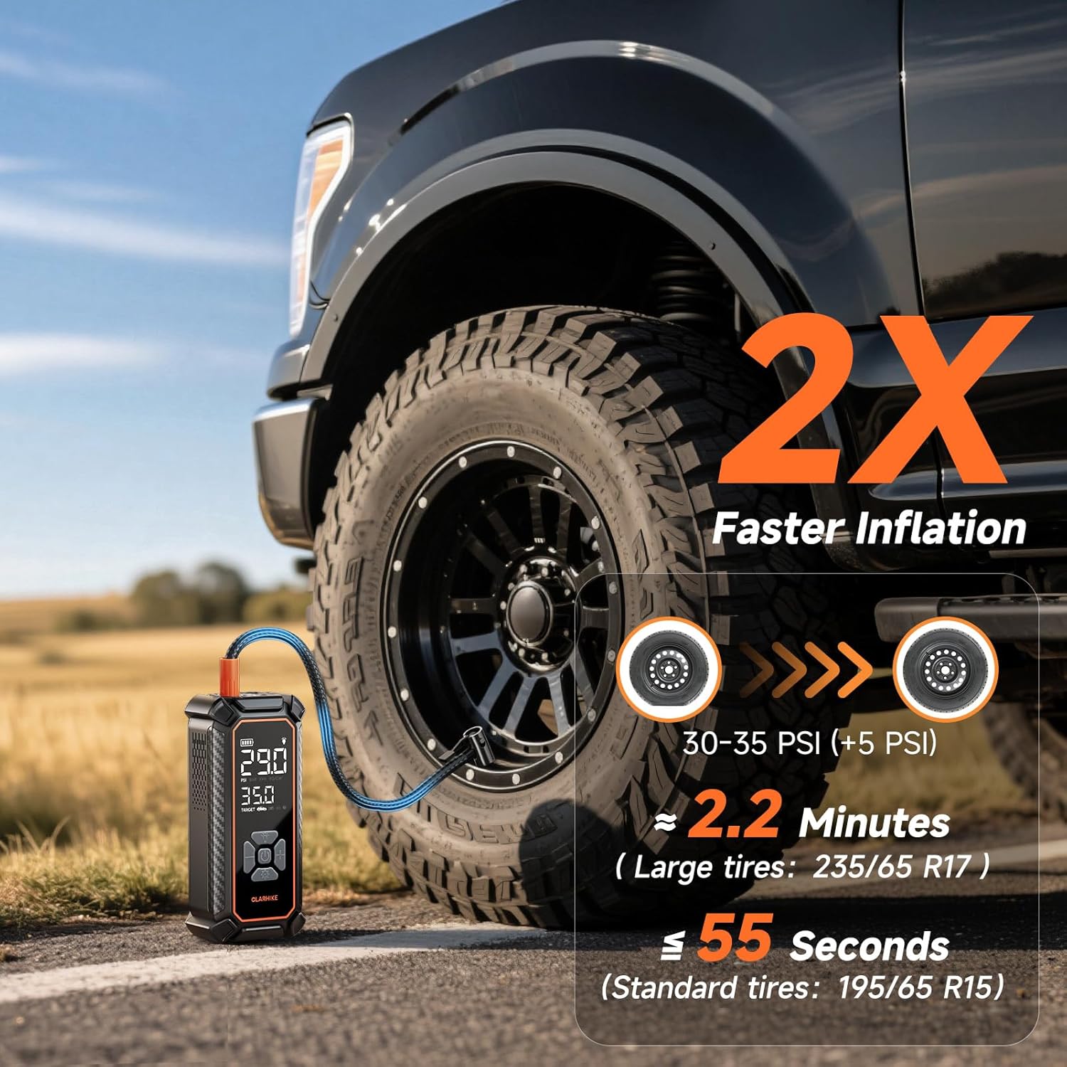 OlarHike Cordless Tire Inflator, Innovative Portable Air Compressor with Dual Po...