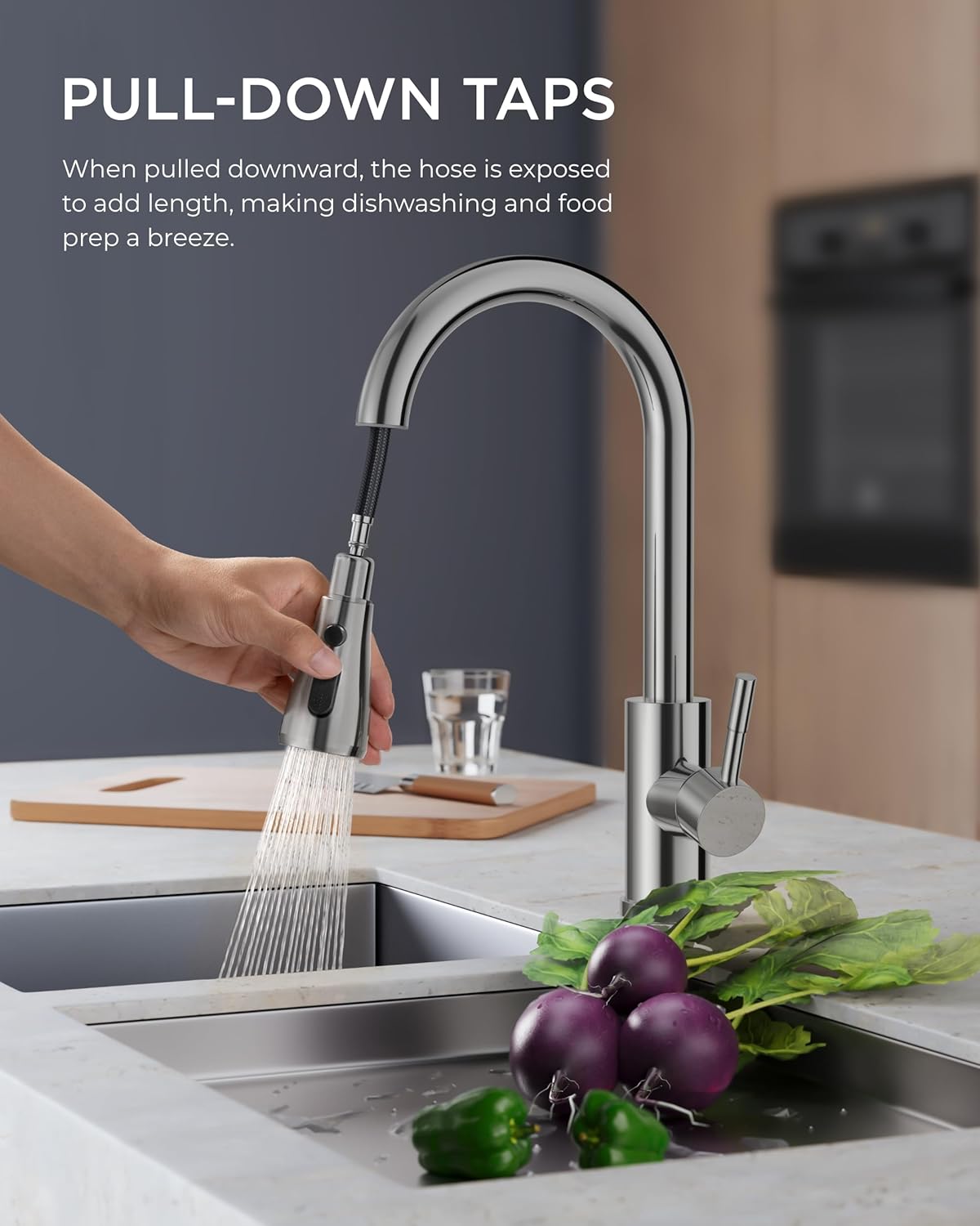 FORIOUS Kitchen Tap, Innovative Kitchen Mixer Taps with Pull Out Sprayer, Unique...