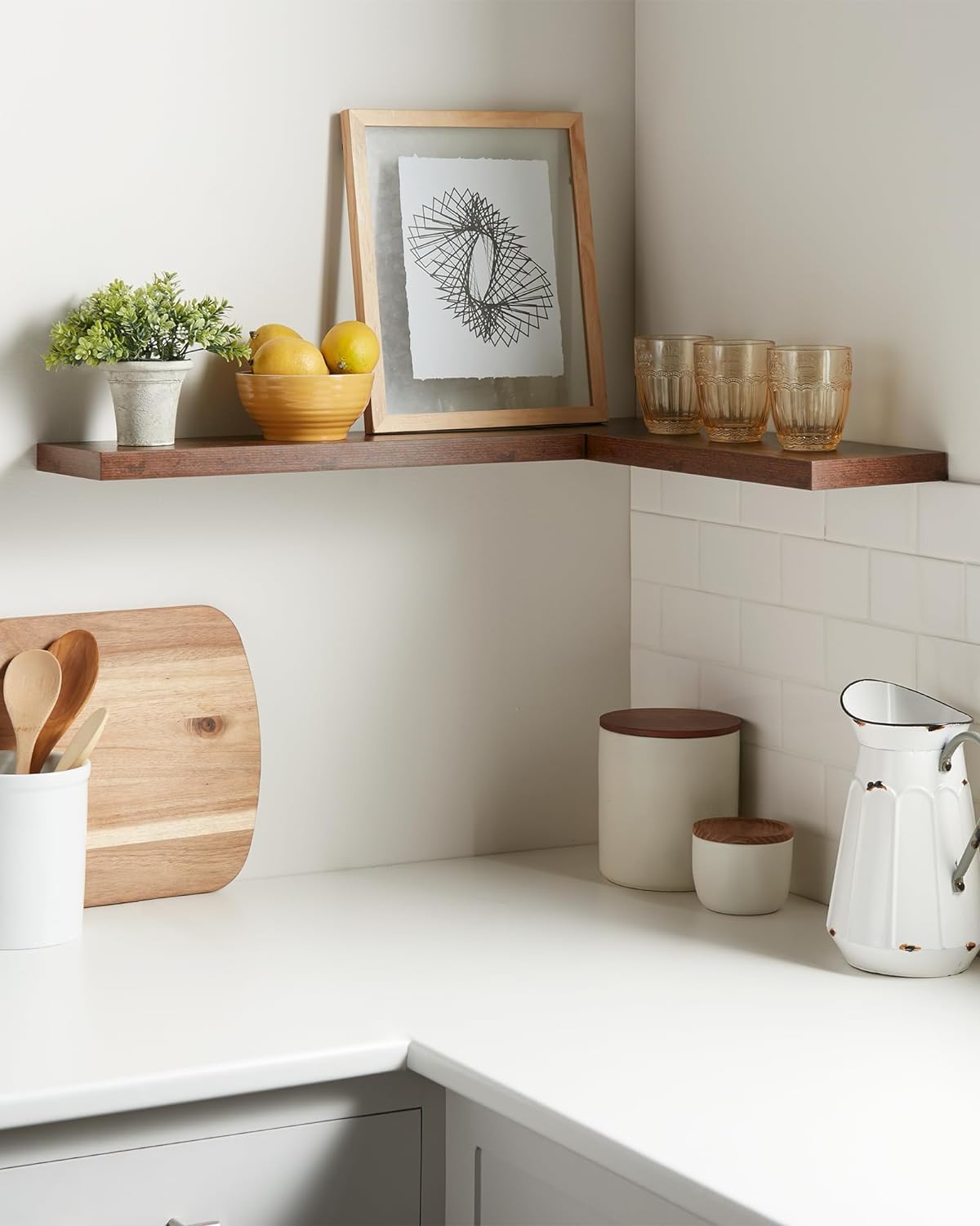 BAYKA Floating Shelves, 22.5 inches Rustic Wood Wall Shelves for Bathroom，Bedro...
