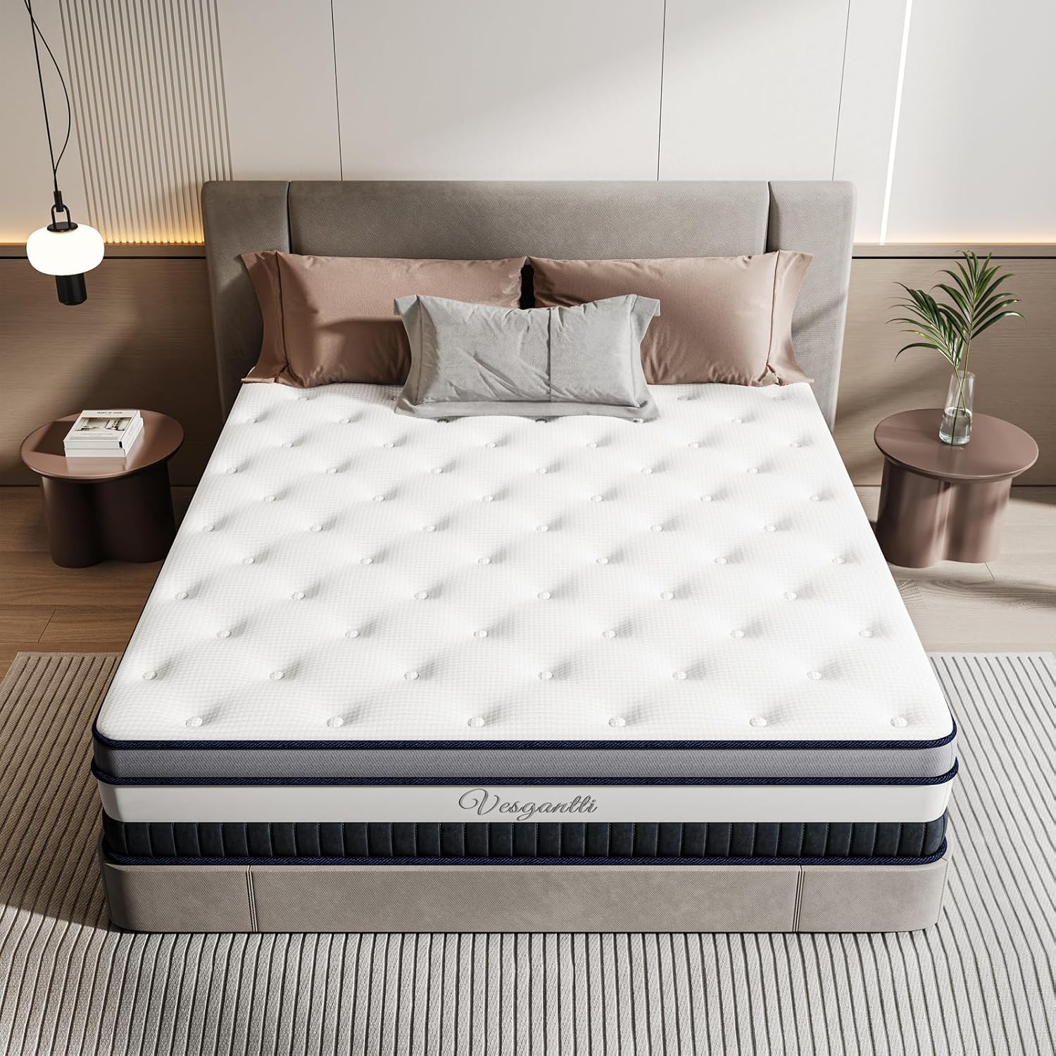 Vesgantti 5FT King Size Mattress, 11 Inch Pocket Sprung Mattress King Size with...