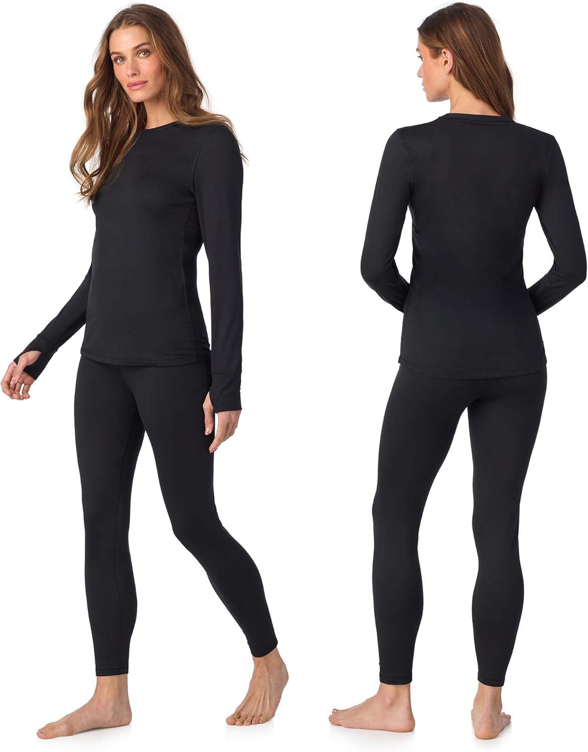 Cuddl Duds Womens Heavyweight Cold Weather Fleece Lined Thermal Set – Long Sleev...