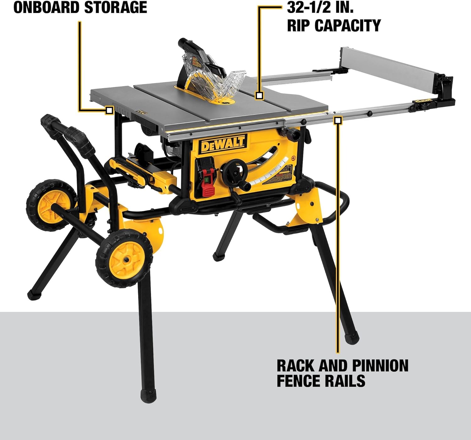 DEWALT Table Saw 10 Inch with Foldable Rolling Table Saw Stand, 15 Amp, 4800 RPM...