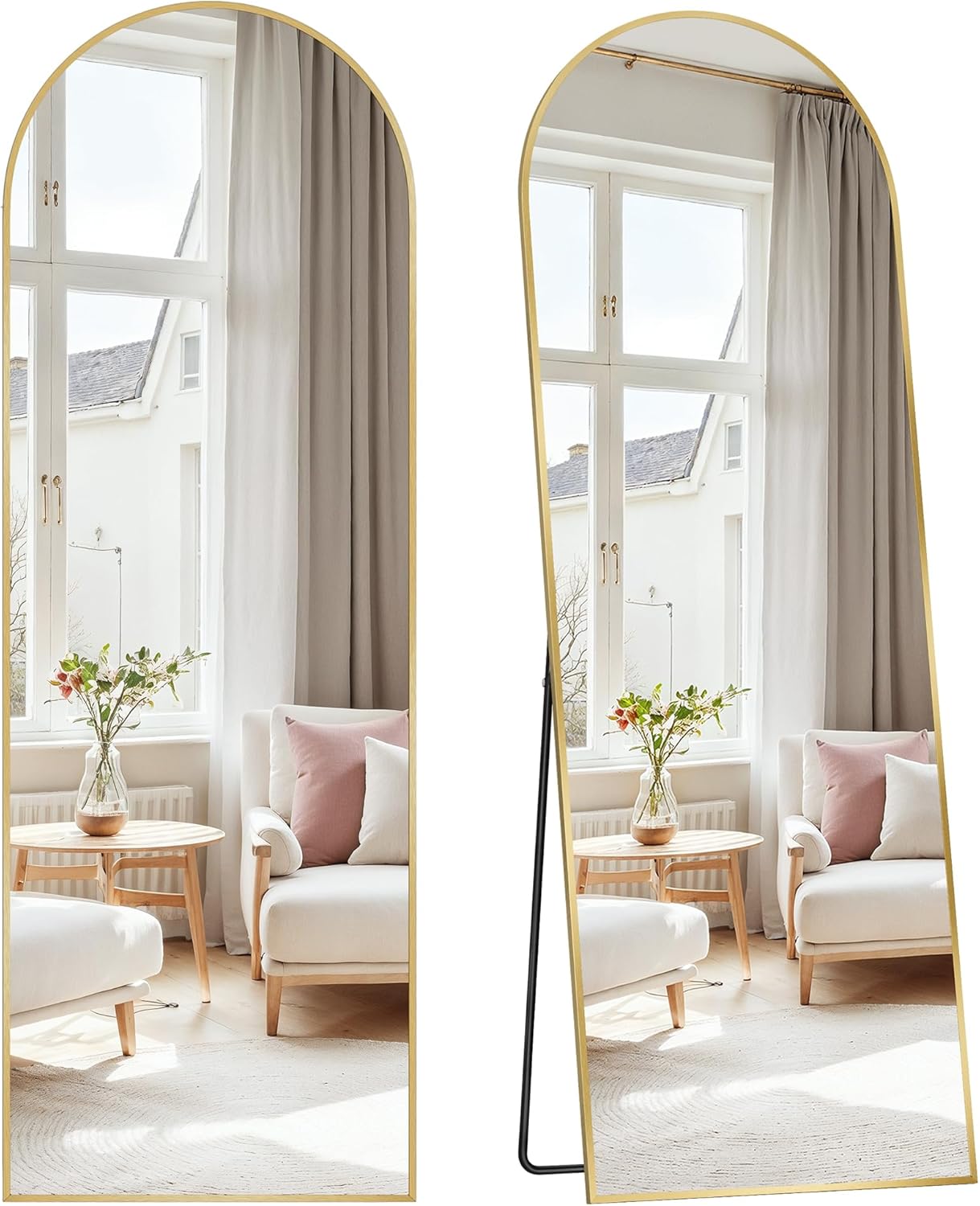 SONGMICS Full Length Mirror, 160 x 50 cm, Arched Full Body Mirror with Stand, Al...