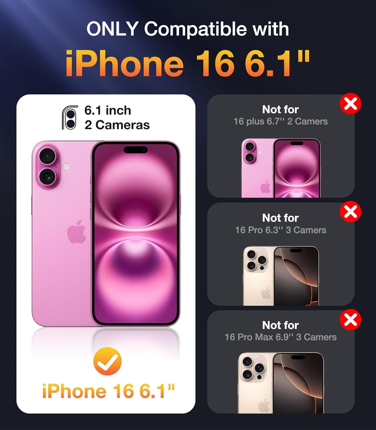 Diaclara Designed for iPhone 16 Case, Full Body Rugged Case with Built-in Touch...