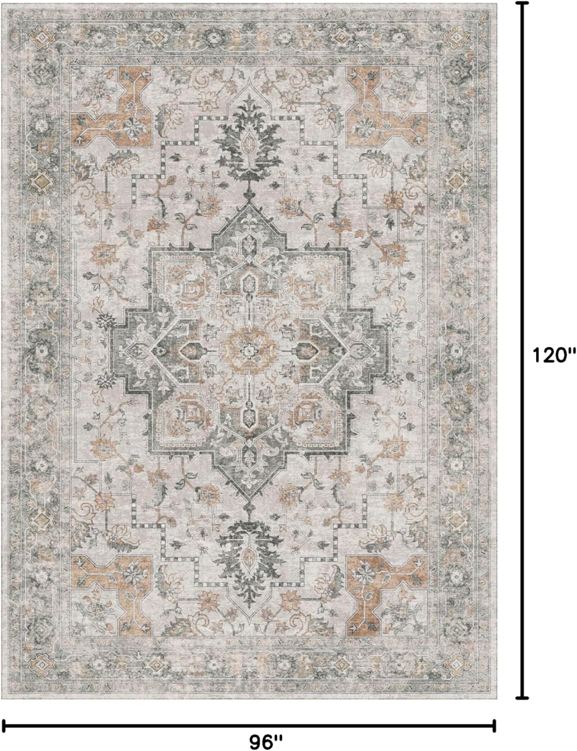 GENIMO 8x10 Area Rugs for Living Room, Machine Washable Non Slip Vintage Rugs, L...