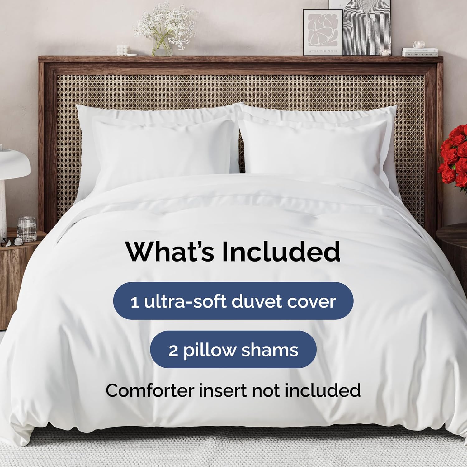 Premium White Duvet Cover, Luxurious Queen Size Bedding Set, High-Quality Duvet...