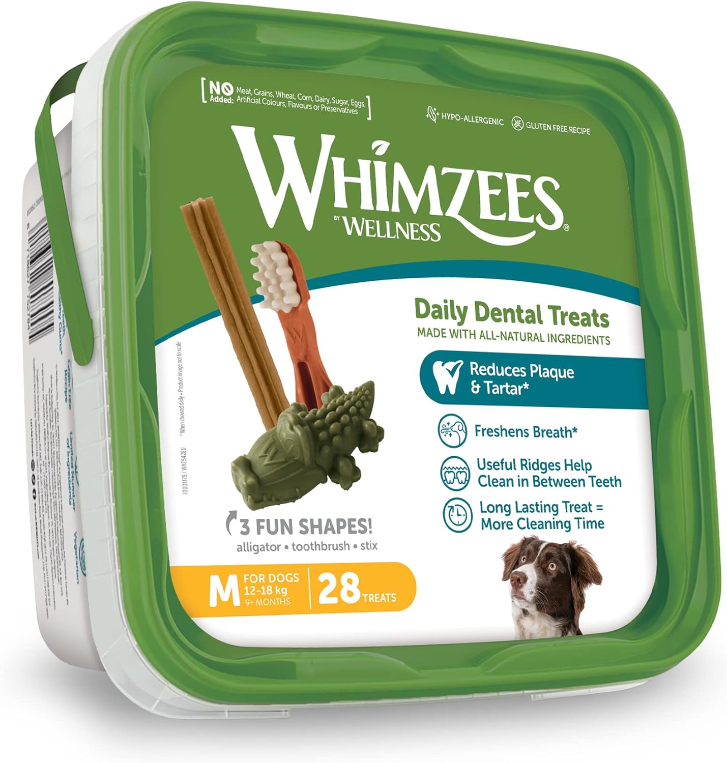 WHIMZEES Variety Box Dental M, 28 Pieces – Mixed Shapes, Size M, Dog Chews for M...