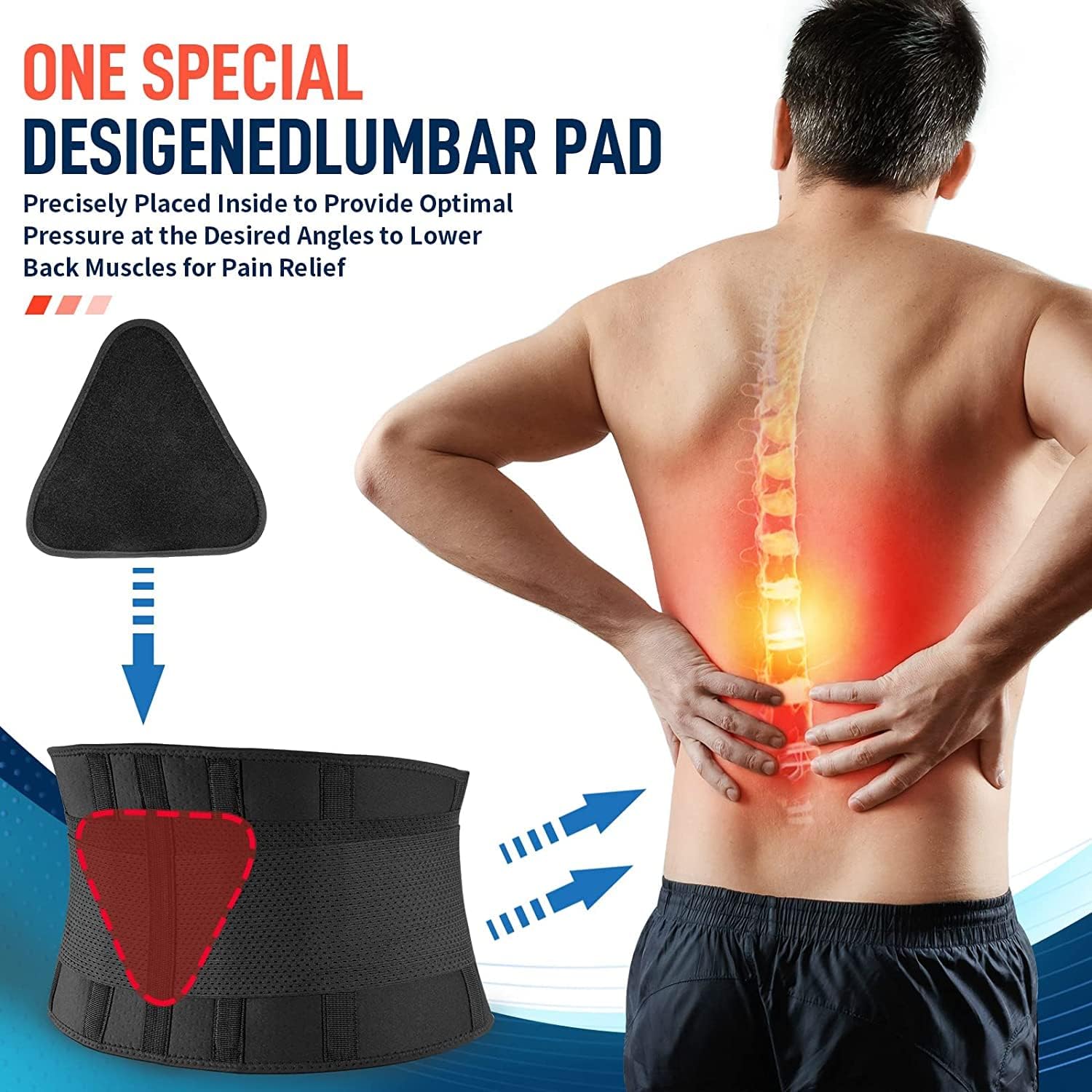 FEATOL Back Brace Support Belt-Lumbar Support Back Brace for Back Pain, Sciatica...