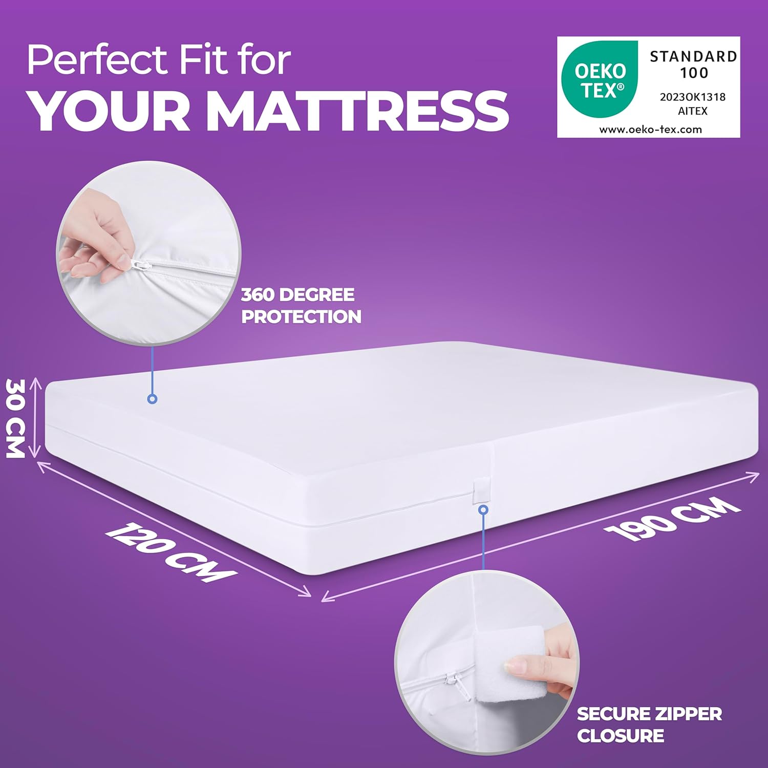Utopia Bedding Premium Waterproof Mattress Encasement Small Double Bed (120 x 19...