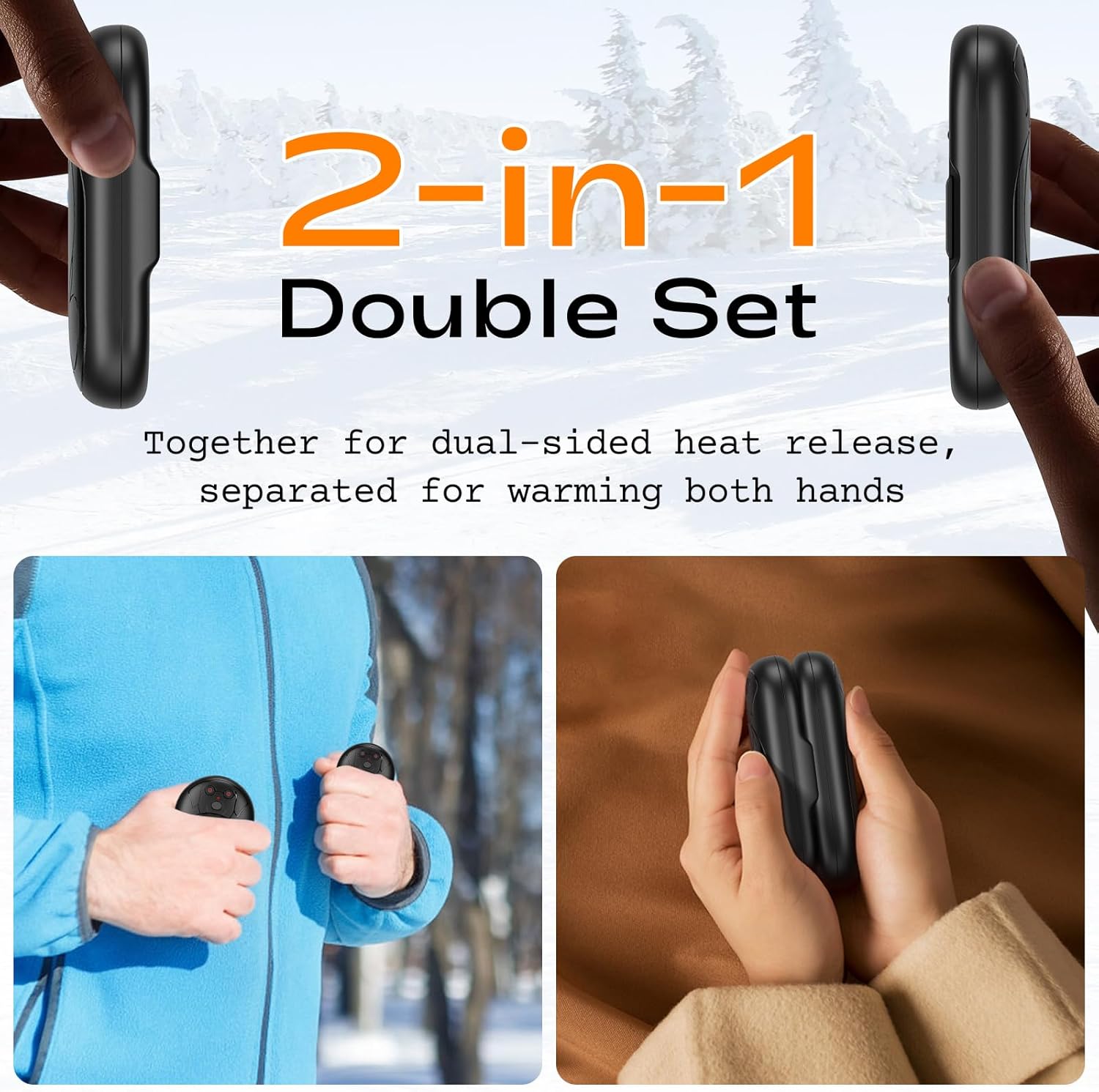 Rechargeable Hand Warmers 2 Pack, 6000mAh Battery Long Lasting, 3 Levels Heating...