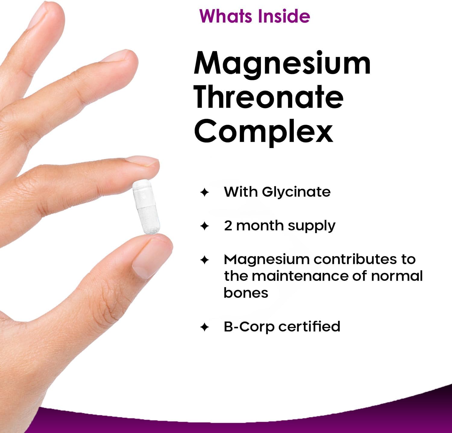 Magnesium Threonate Complex - High Strength 2550mg Magnesiums Supplements - Adde...