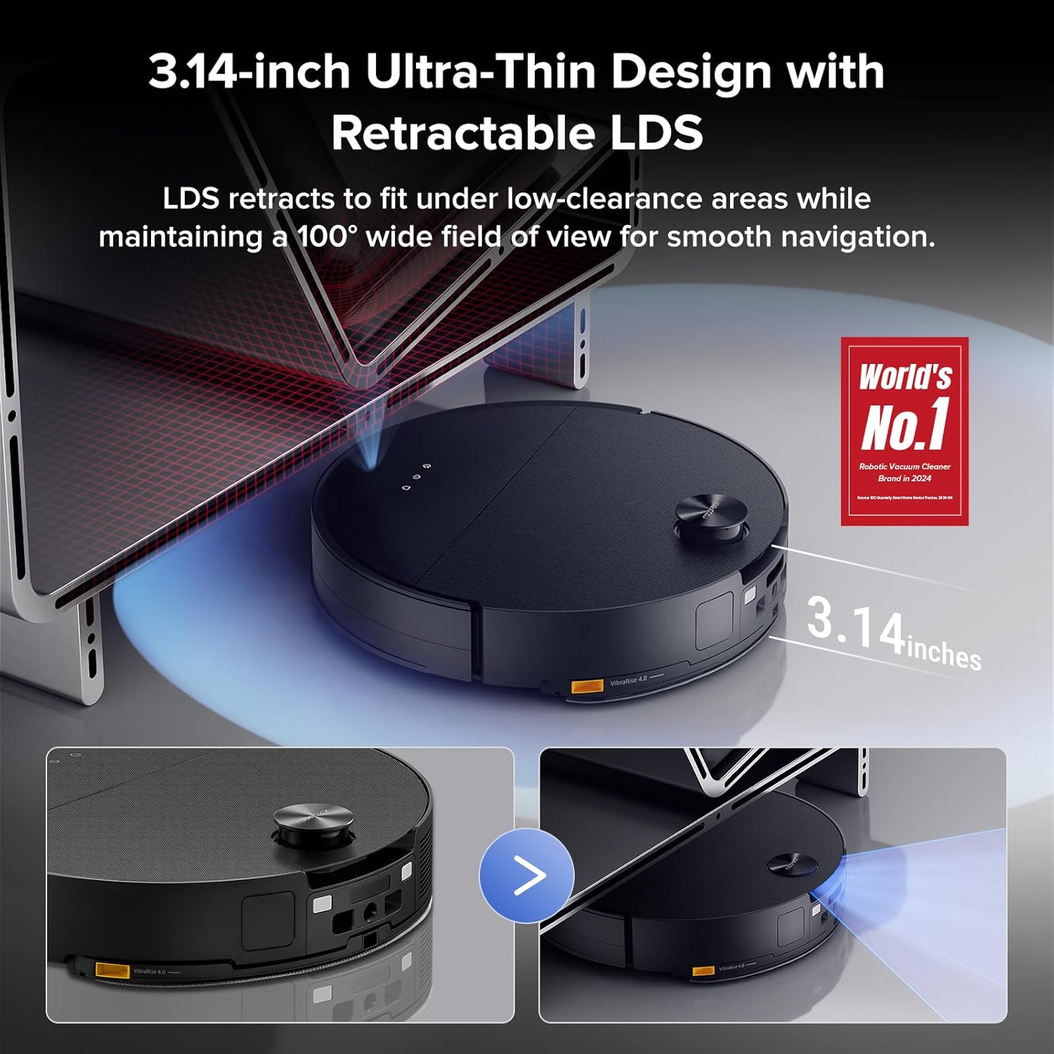 roborock Saros 10 Robot Vacuum and Mop, 22,000Pa Suction, AI Obstacle Avoidance,...