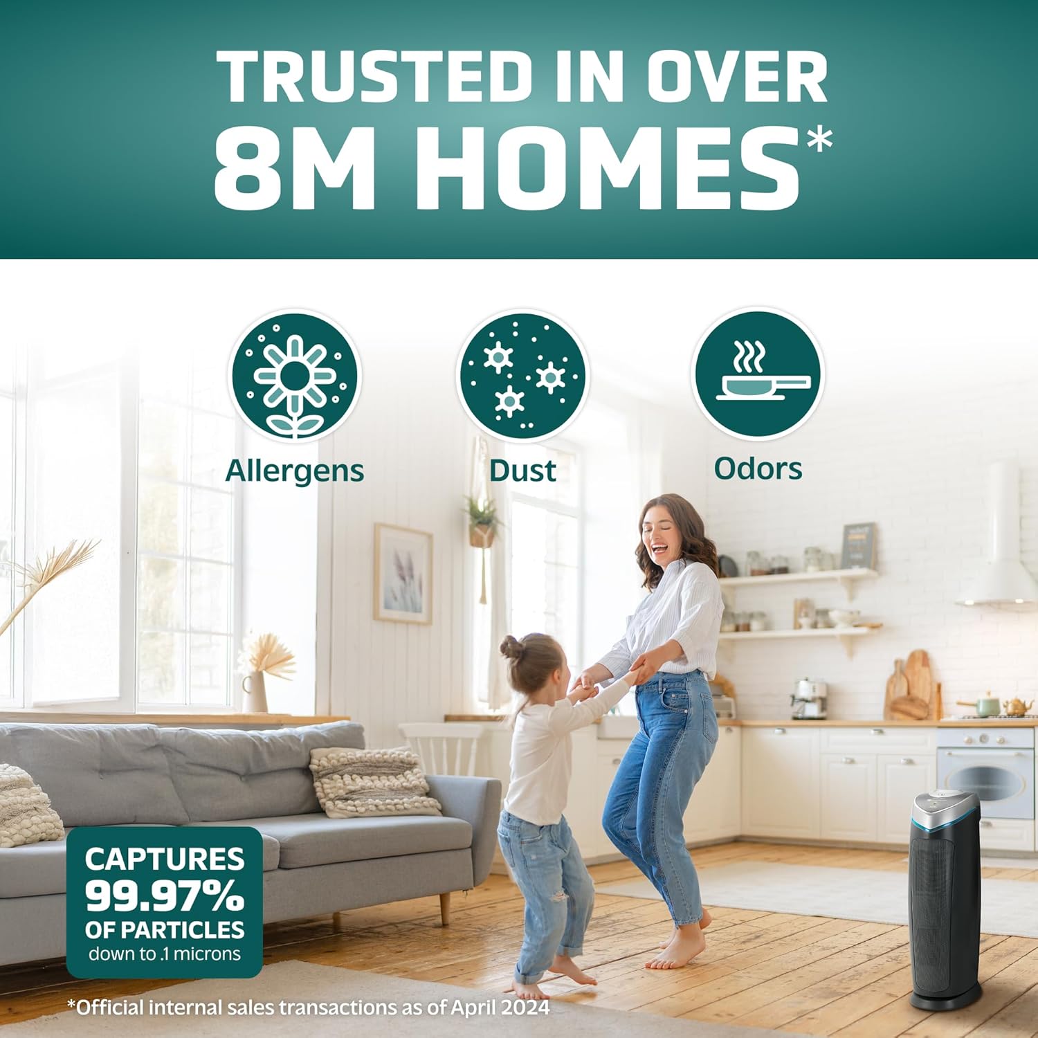 GermGuardian HEPA Air Purifier for Home, Large Roo...