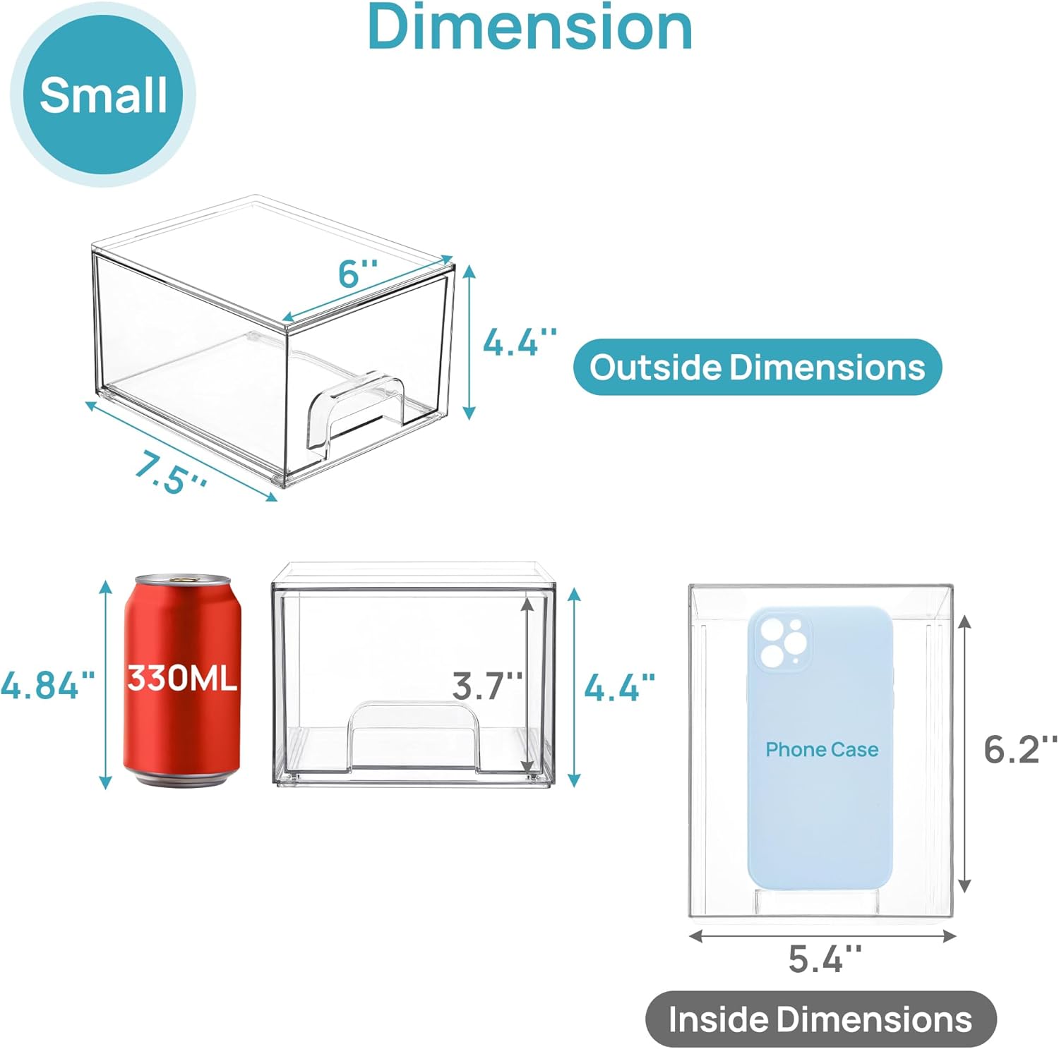 Vtopmart 4 Pack Small Clear Stackable Storage Drawers,Acrylic Bathroom Makeup Or...