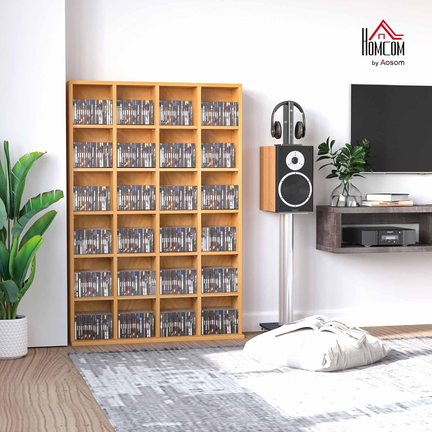 HOMCOM Media Storage Unit, Special Storage Shelf for 456 CDs/336 DVDs, Innovativ...