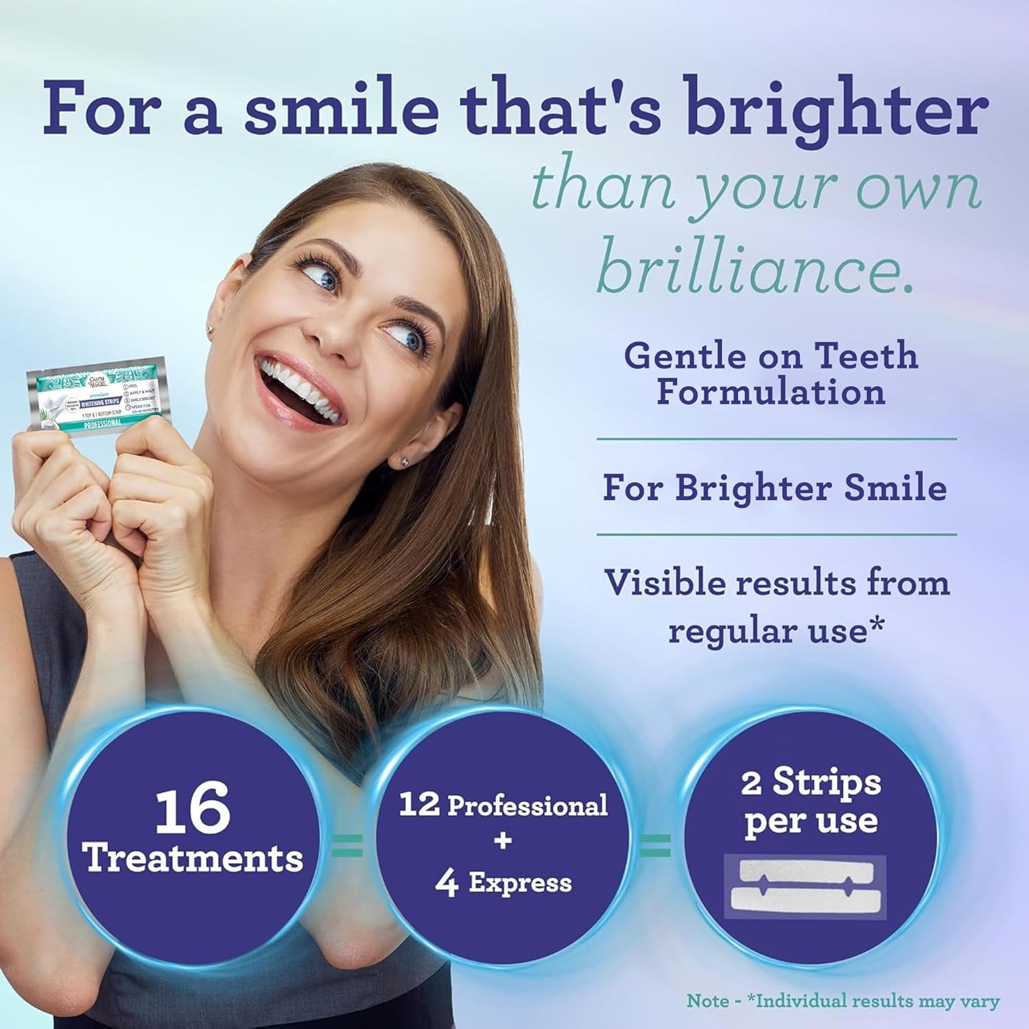 GuruNanda Teeth Whitening Strips - 16-Day Treatment with Non-Slip, Dry Strip Tec...
