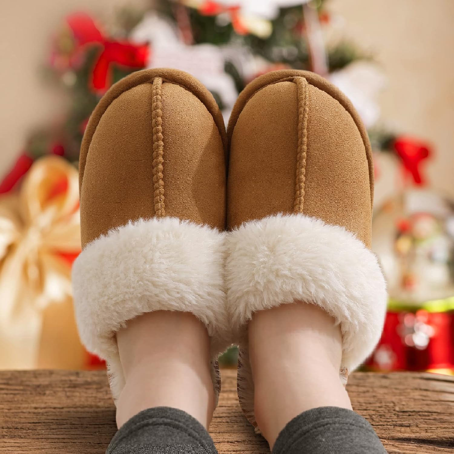 Litfun Women's Fuzzy Memory Foam Slippers Fluffy Winter House Shoes Indoor and O...