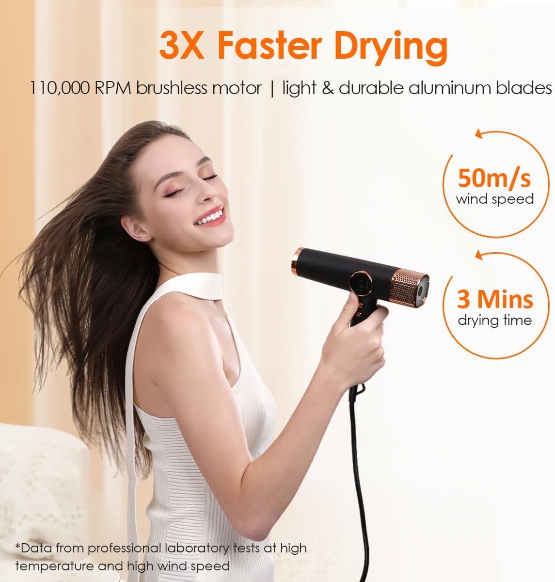 Faszin Hair Dryer, Lightweight Hairdryer with 110,000 RPM High Speed Motor for F...