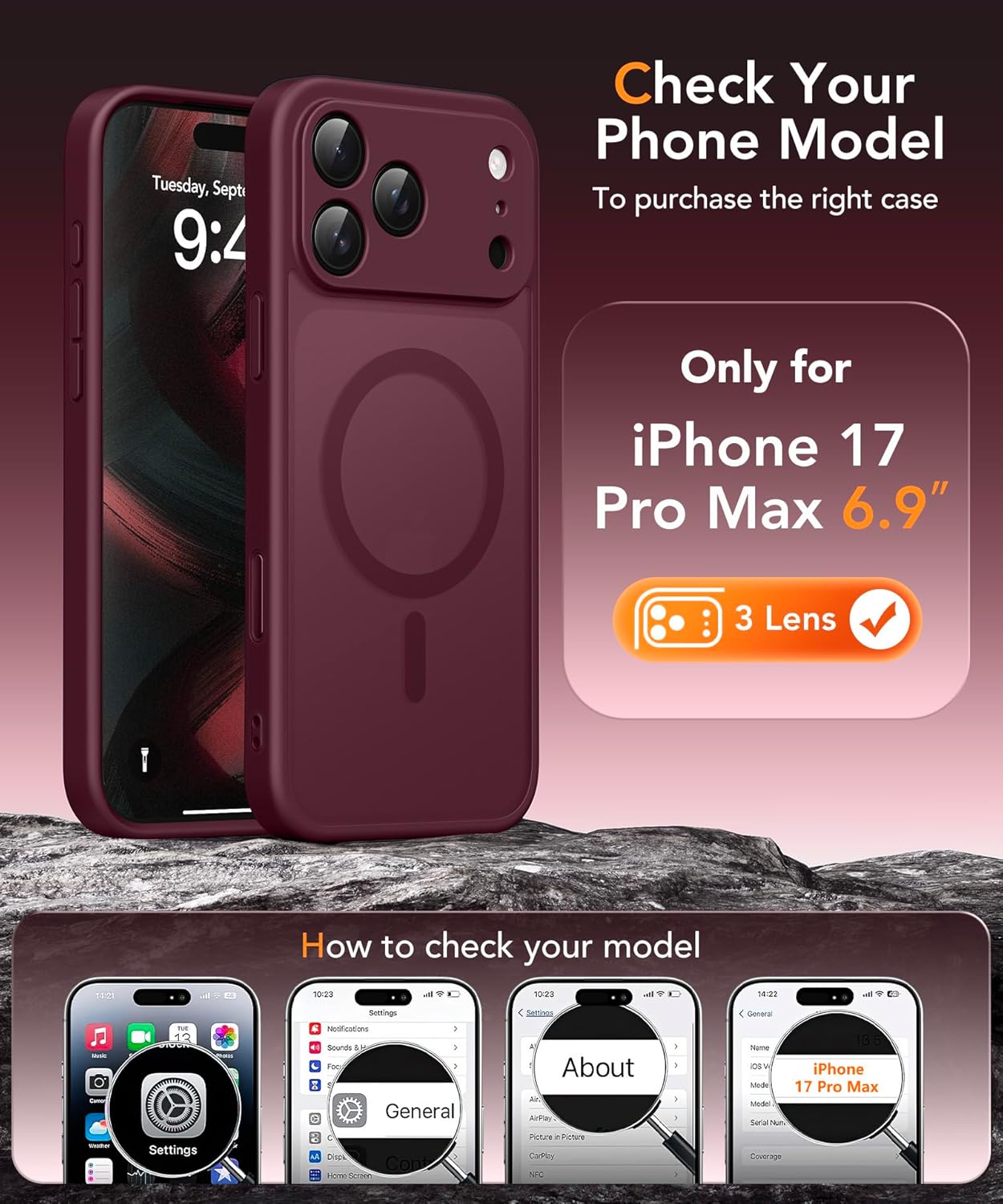 Magnetic Case for iPhone 17 Pro Max with Privacy Screen Protector [Compatible wi...