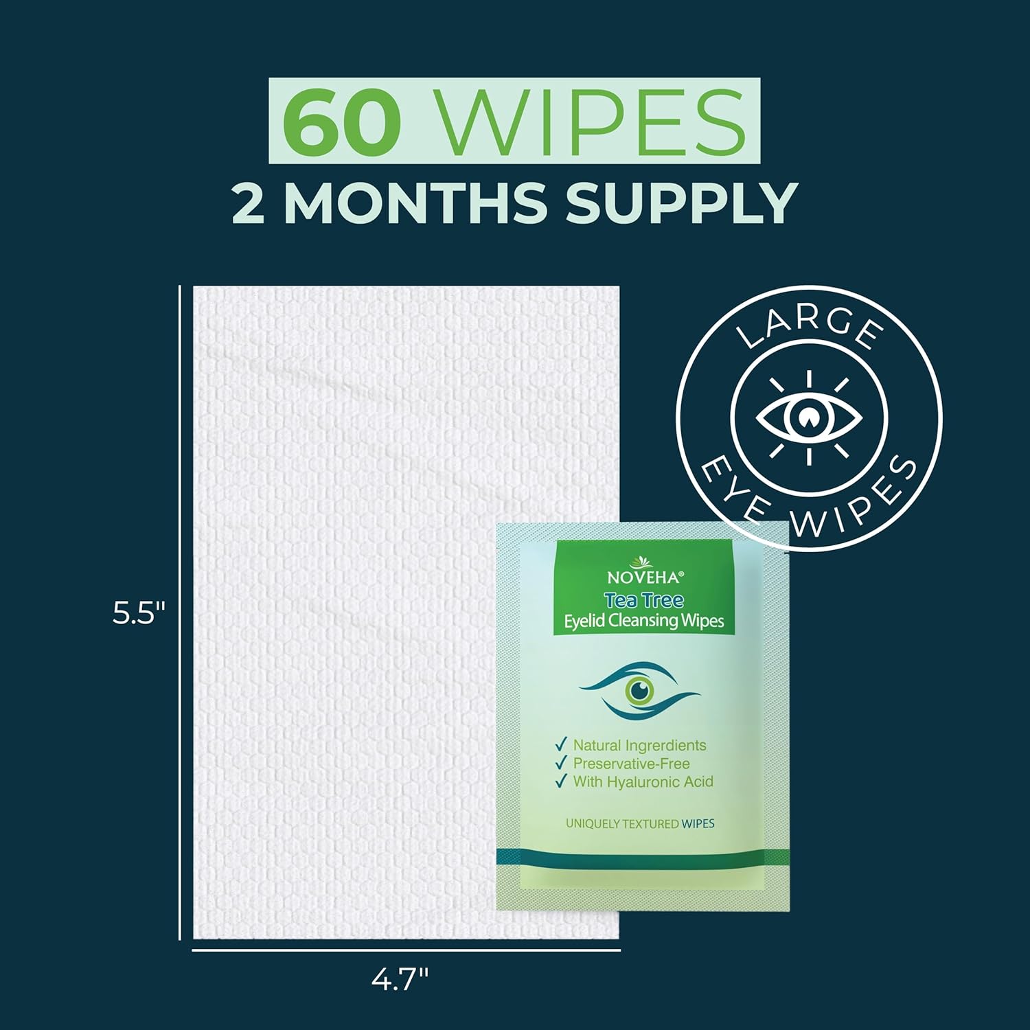 Tea Tree Oil Eyelid & Lash Wipes | With Hyaluronic Acid, Green Tea & Chamomile F...