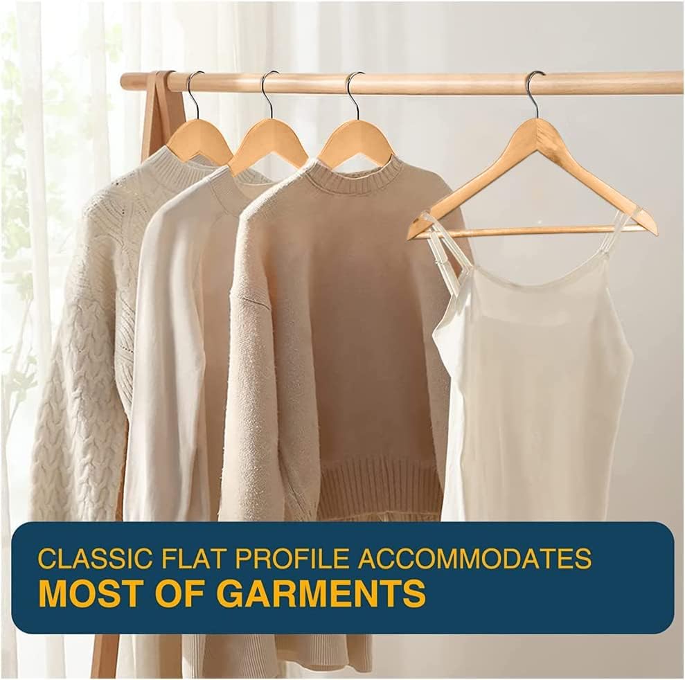 Straame Home | Strong Brown Wooden Coat Hangers |Made with Natural Wood and Non-...