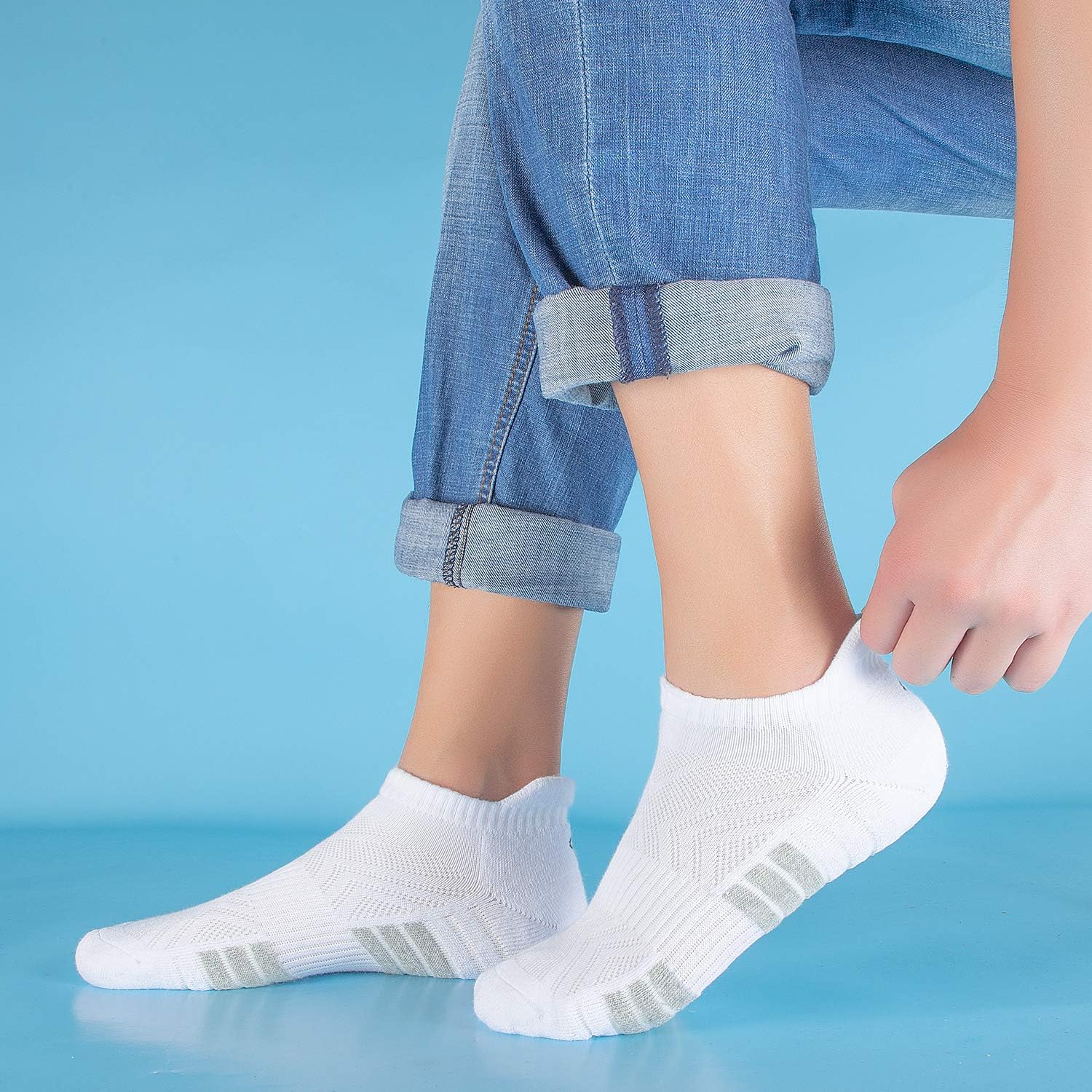 coskefy Running Socks Thick Cushion Ankle Anti-Blister Cotton Trainer Short Athl...