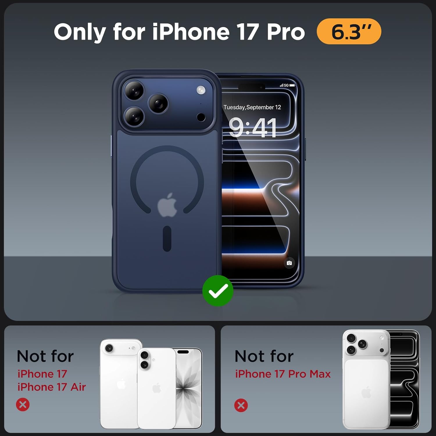 Miracase for iPhone 17 Pro Case with MagSafe [with 9H+Screen Protector] Military...