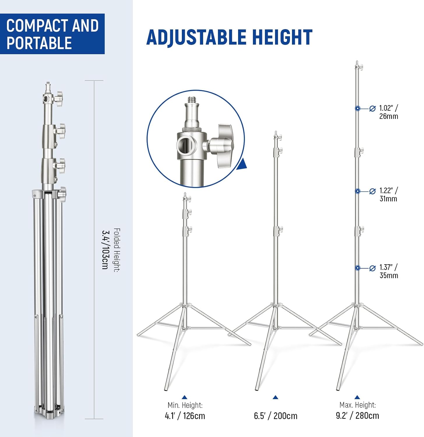 High-Quality NEEWER Light Stands, Superior Photography Tripod Stand for 9.2ft St...