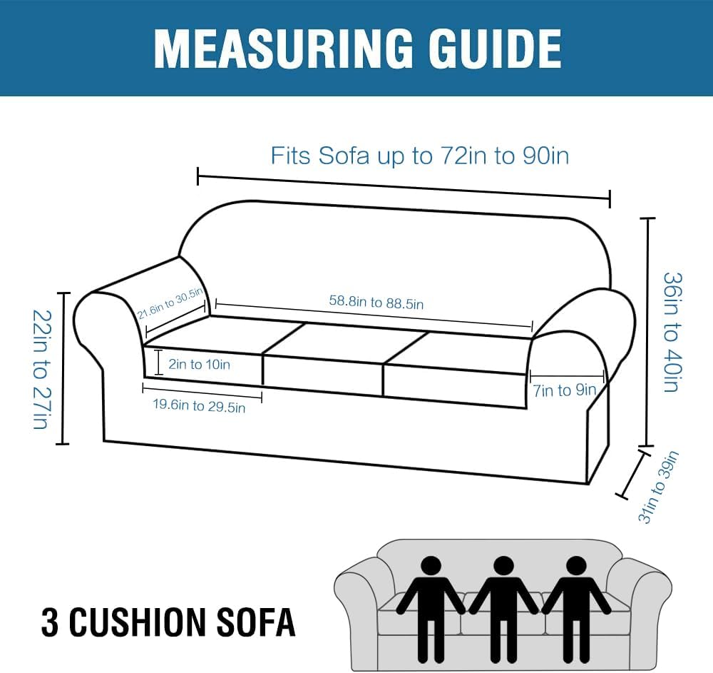 H.VERSAILTEX 4 Pieces Thick Velvet Sofa Covers Couch Covers for 3 Cushion Couch...